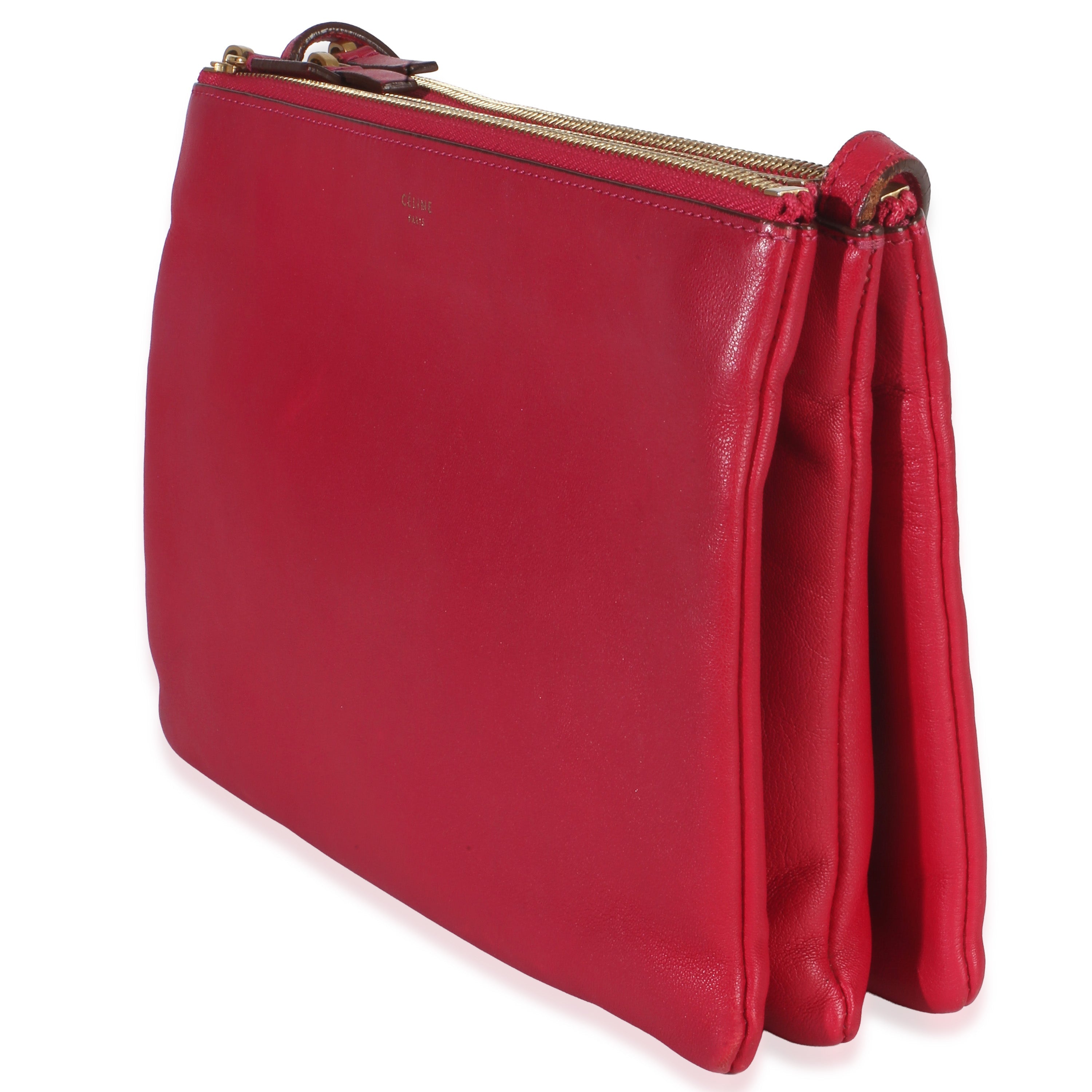 Fuchsia Lambskin Large Trio Crossbody