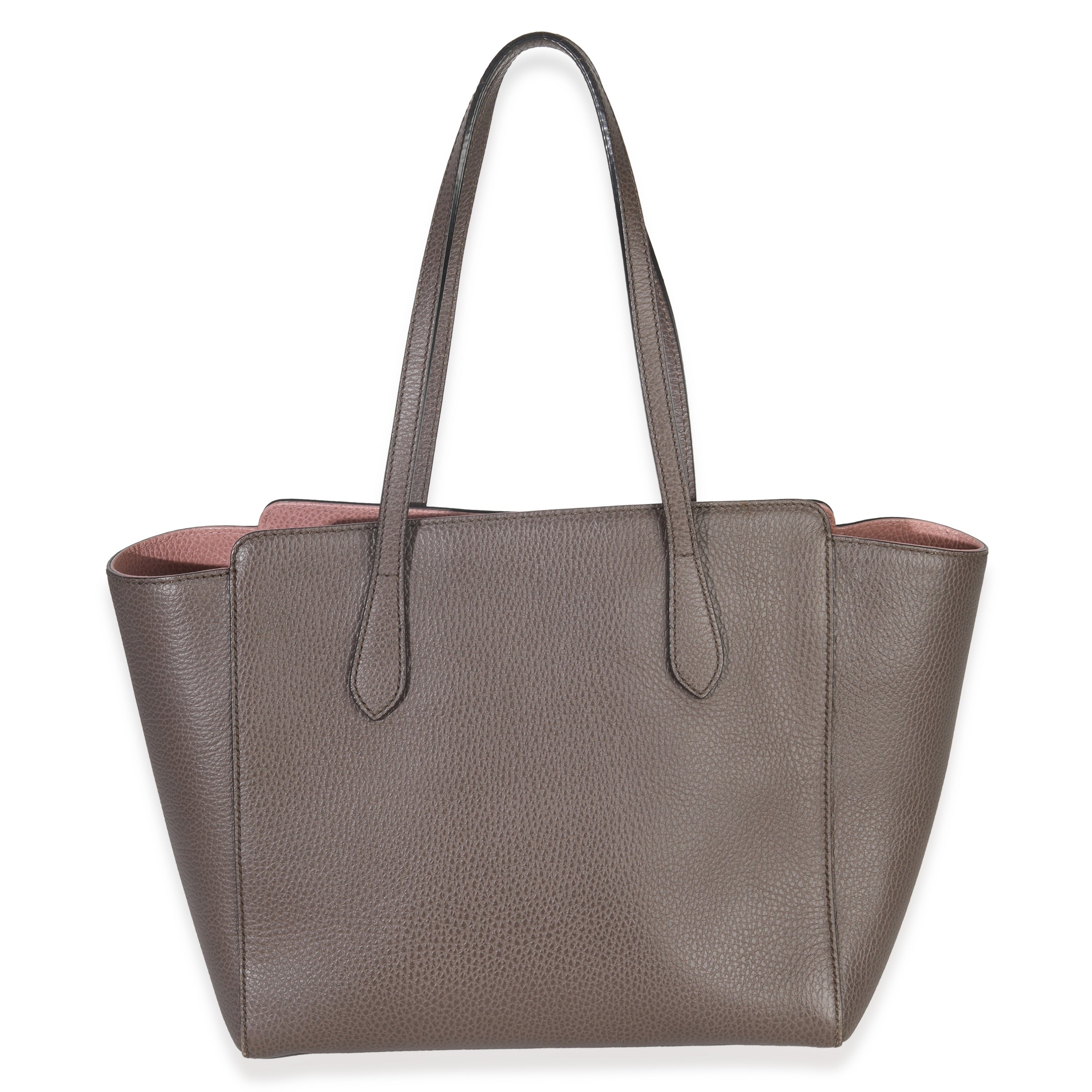 Pink Grey Pebbled Calfskin Medium Swing Tote