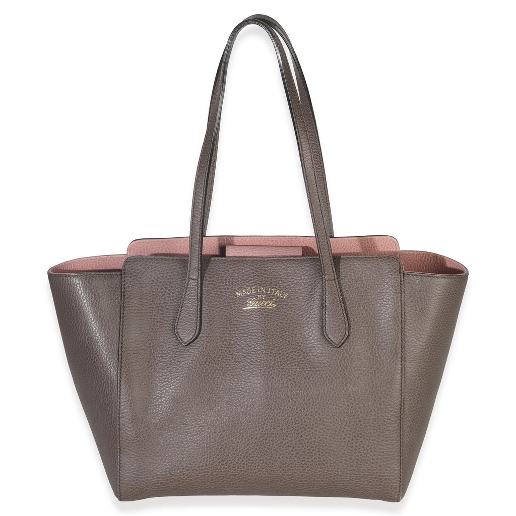 Pink Grey Pebbled Calfskin Medium Swing Tote