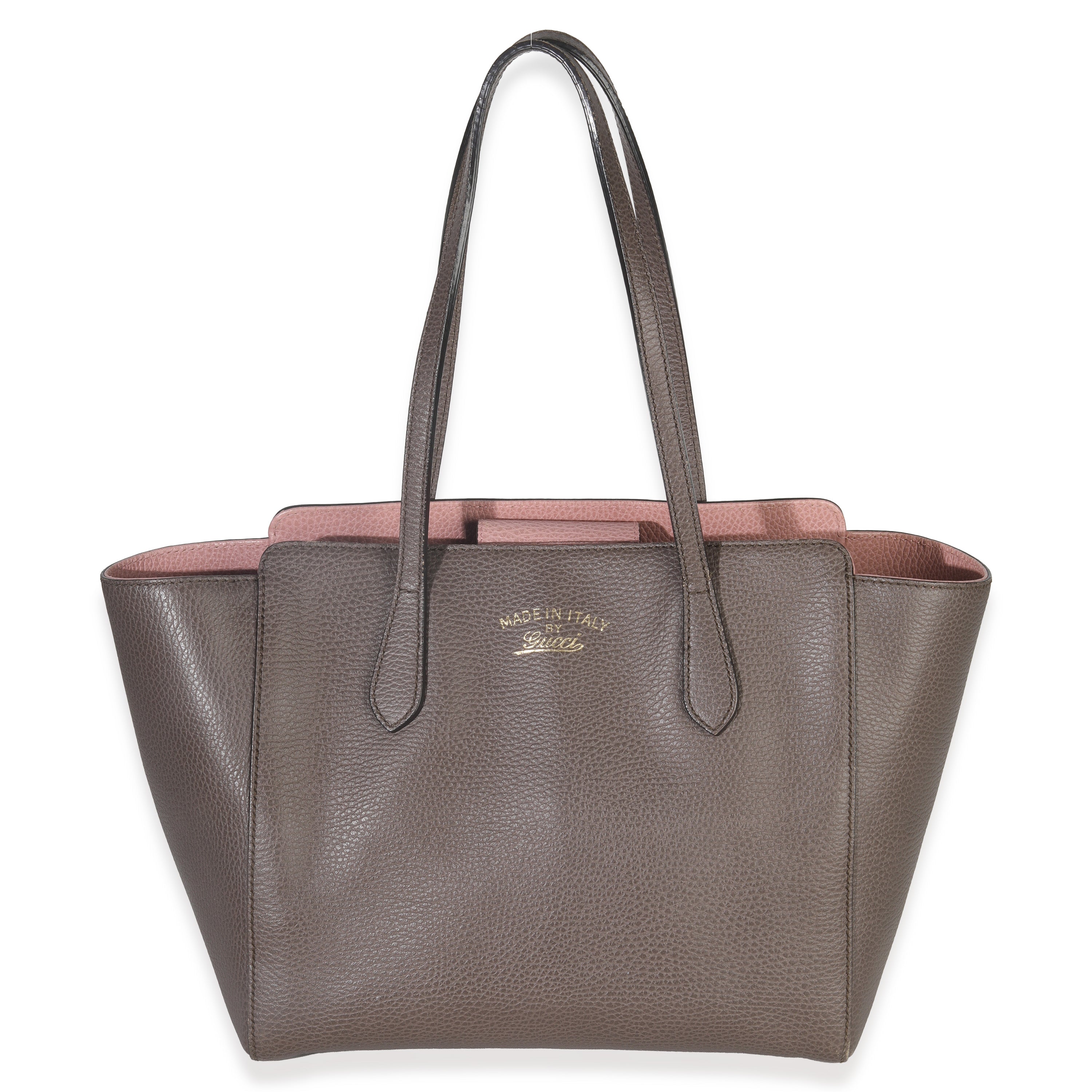Pink Grey Pebbled Calfskin Medium Swing Tote