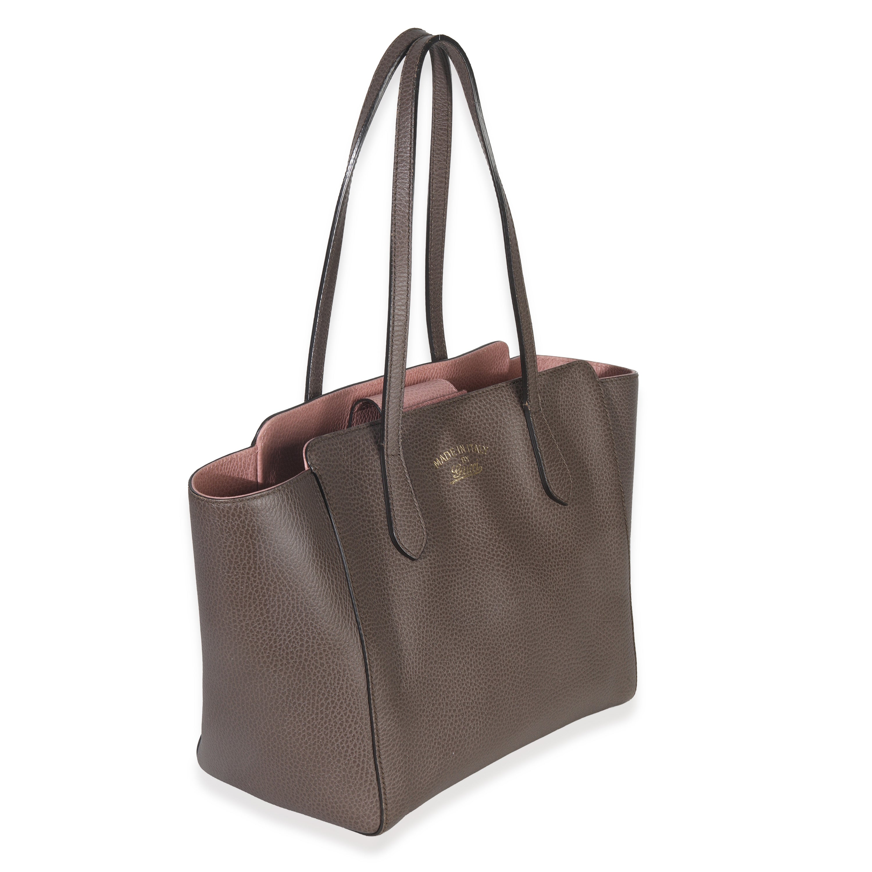 Pink Grey Pebbled Calfskin Medium Swing Tote