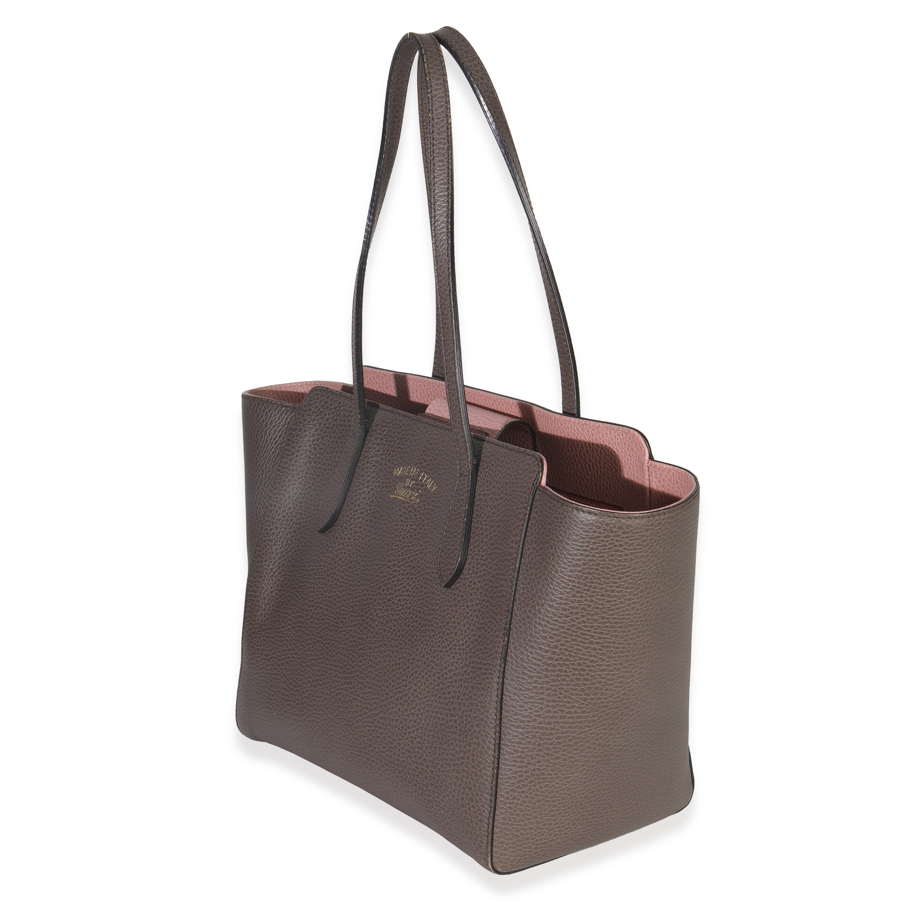 Pink Grey Pebbled Calfskin Medium Swing Tote
