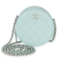Teal Ultimate Stitch Lambskin Round Clutch On Chain