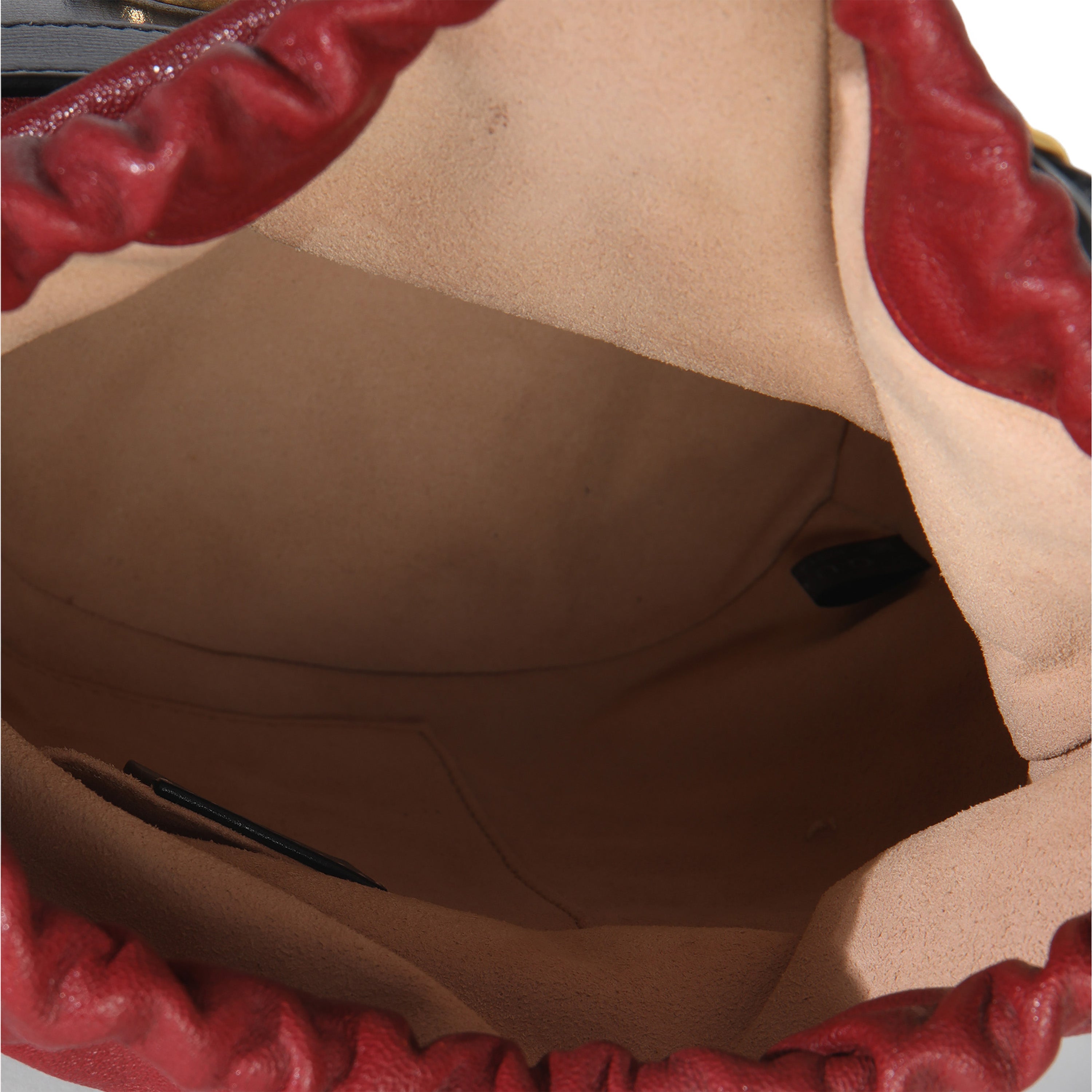 Red Navy Calfskin Horsebit 1955 Drawstring Bucket Bag