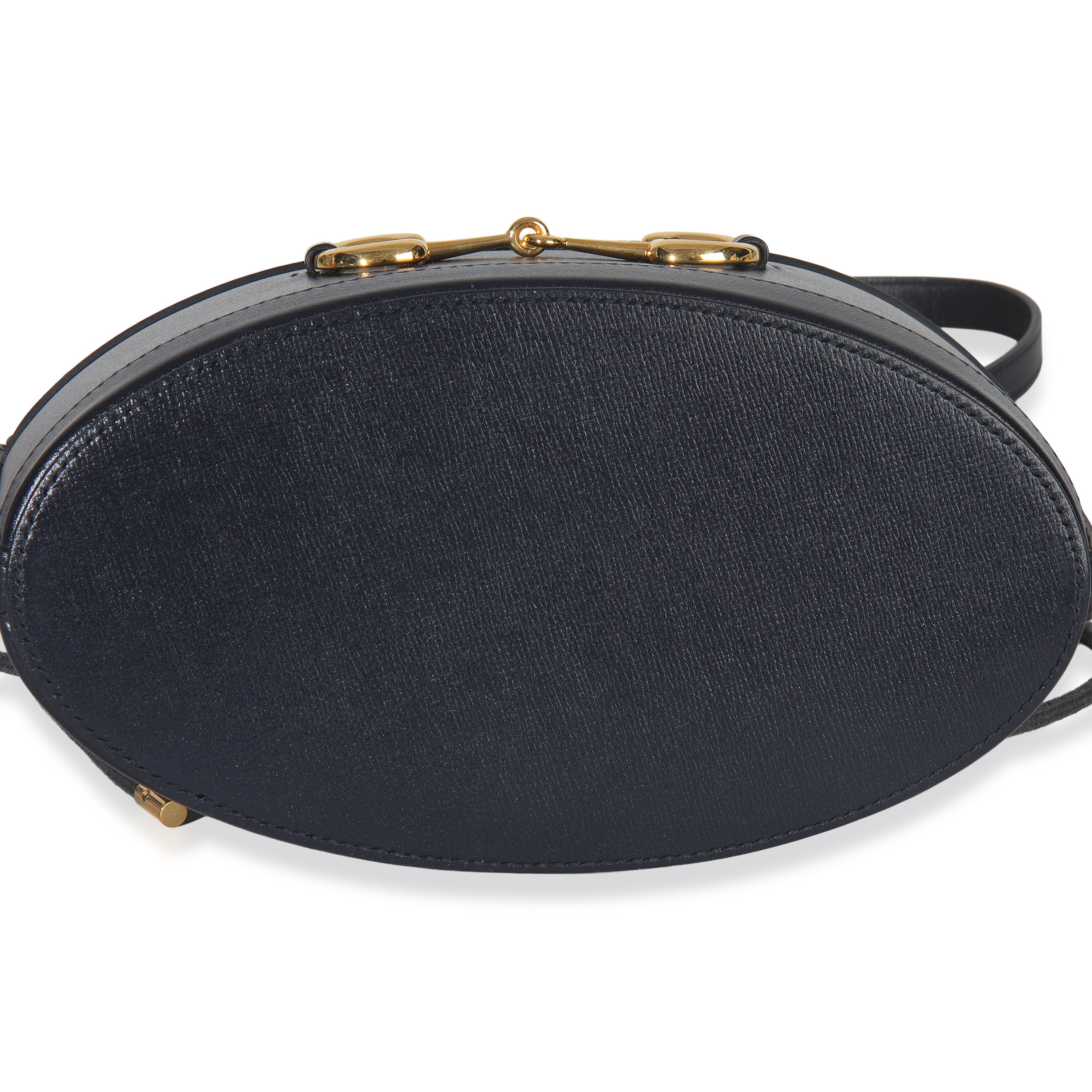 Red Navy Calfskin Horsebit 1955 Drawstring Bucket Bag
