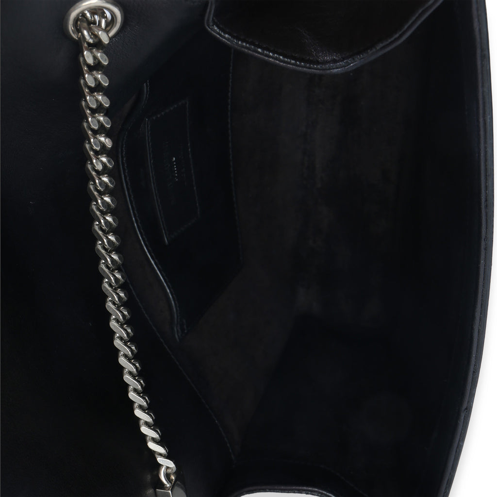Black Smooth Calfskin Studded Heart Medium Kate Chain Bag