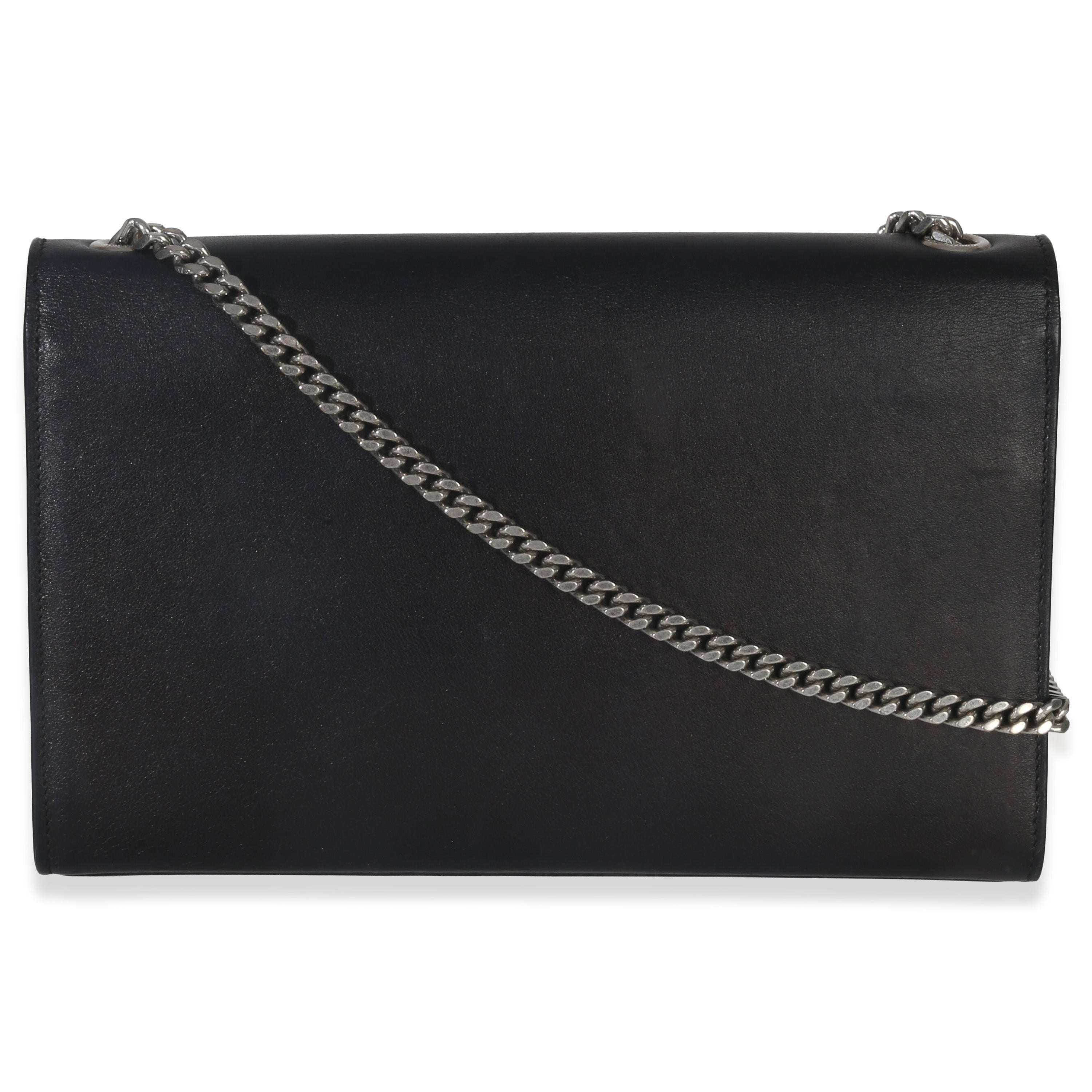 Black Smooth Calfskin Studded Heart Medium Kate Chain Bag