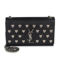 Black Smooth Calfskin Studded Heart Medium Kate Chain Bag