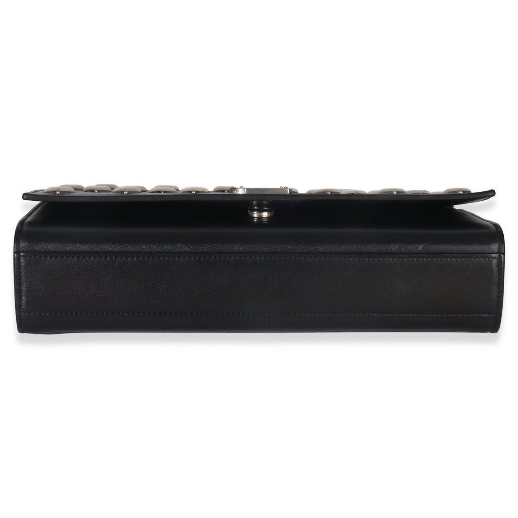 Black Smooth Calfskin Studded Heart Medium Kate Chain Bag