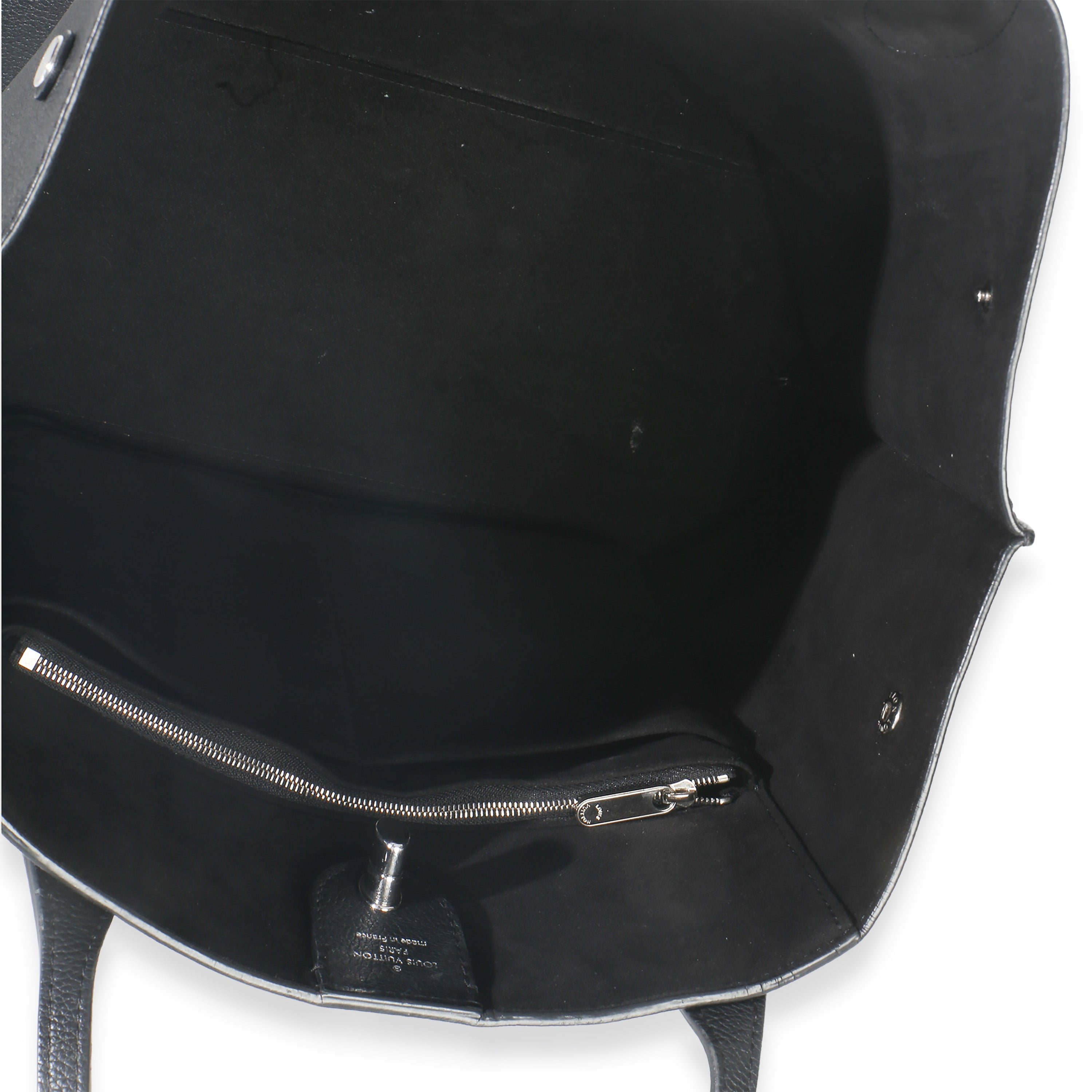 Black Grained Calfskin Lockme Cabas Tote