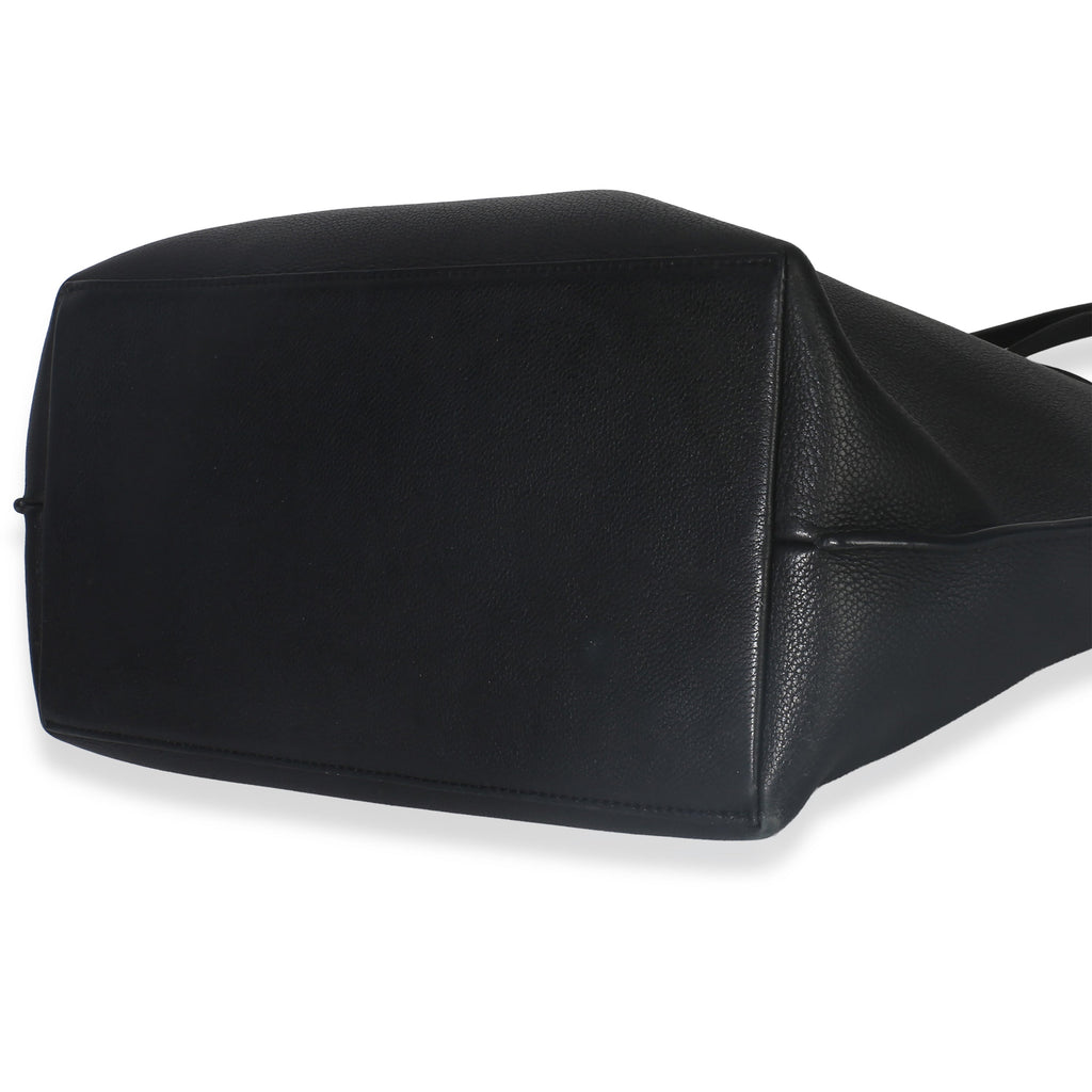Black Grained Calfskin Lockme Cabas Tote