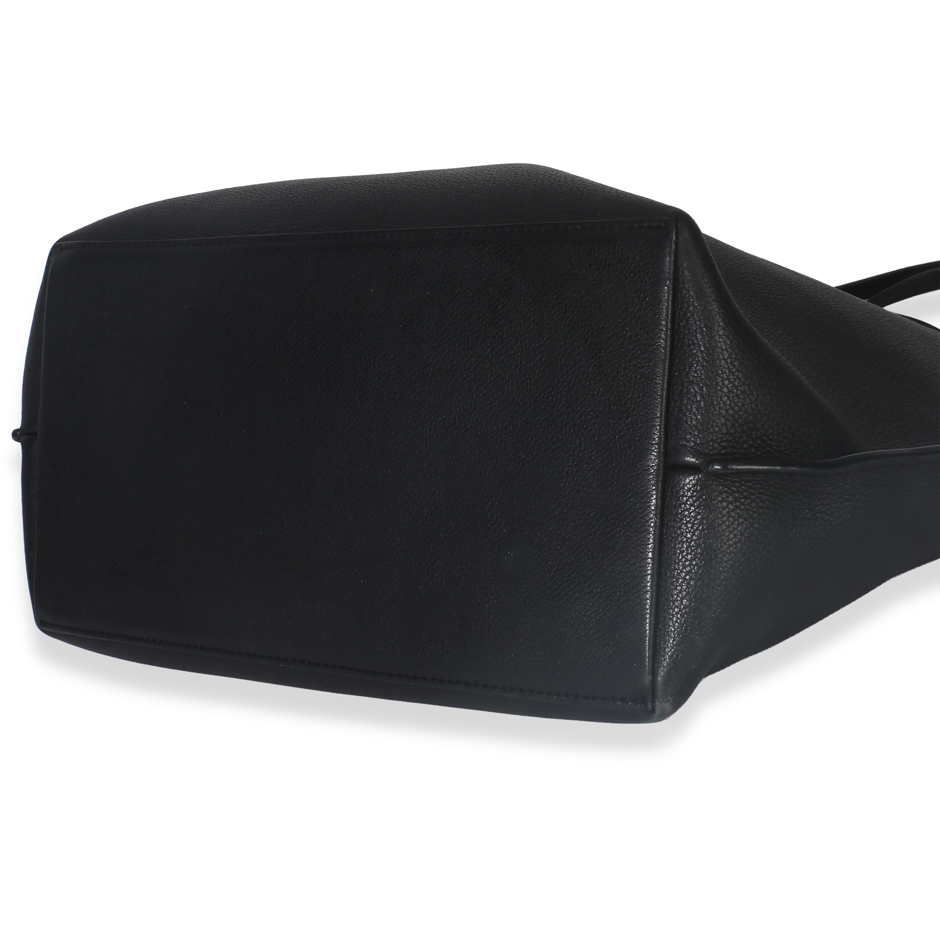 Black Grained Calfskin Lockme Cabas Tote