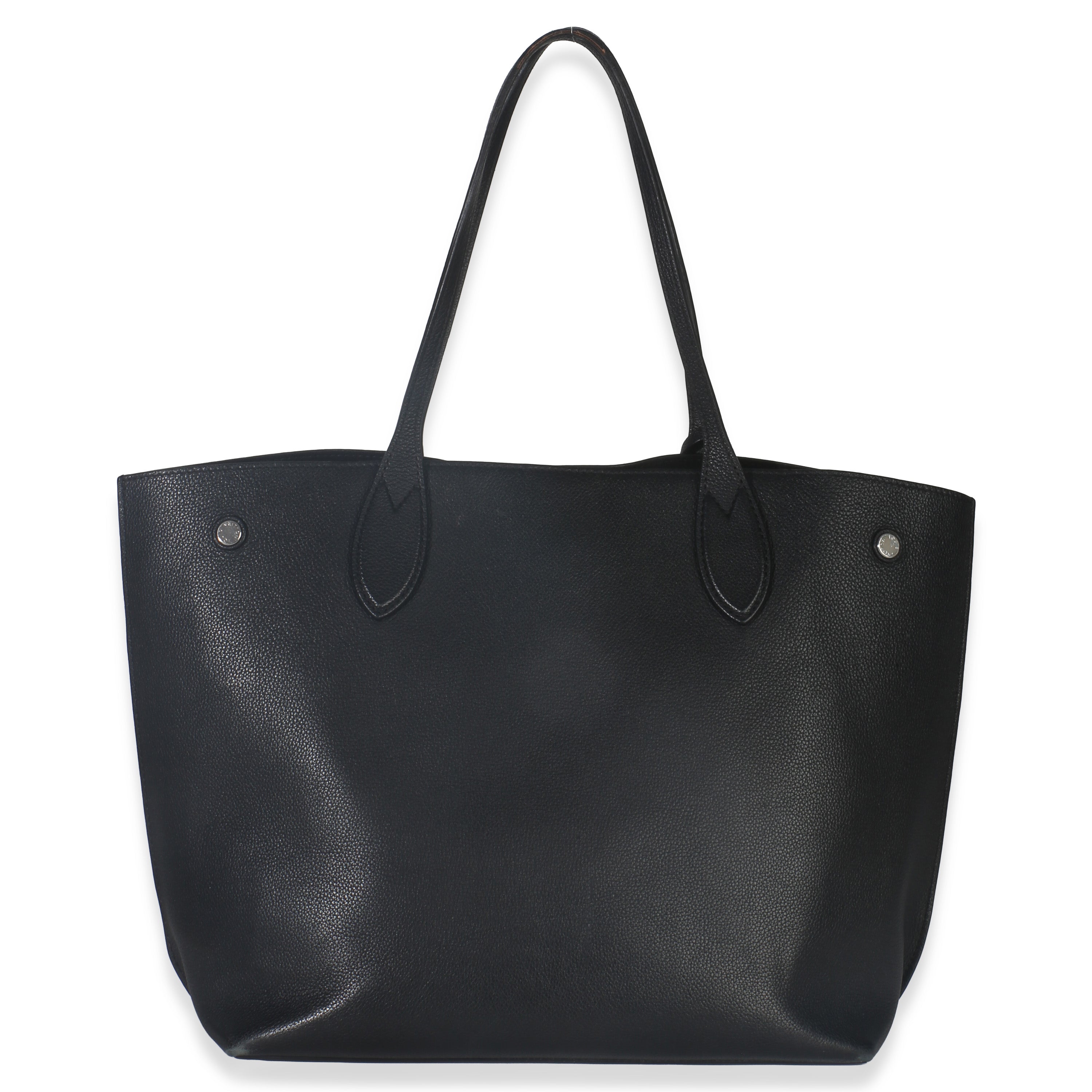 Black Grained Calfskin Lockme Cabas Tote