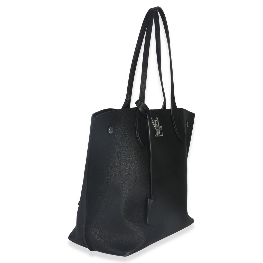 Black Grained Calfskin Lockme Cabas Tote