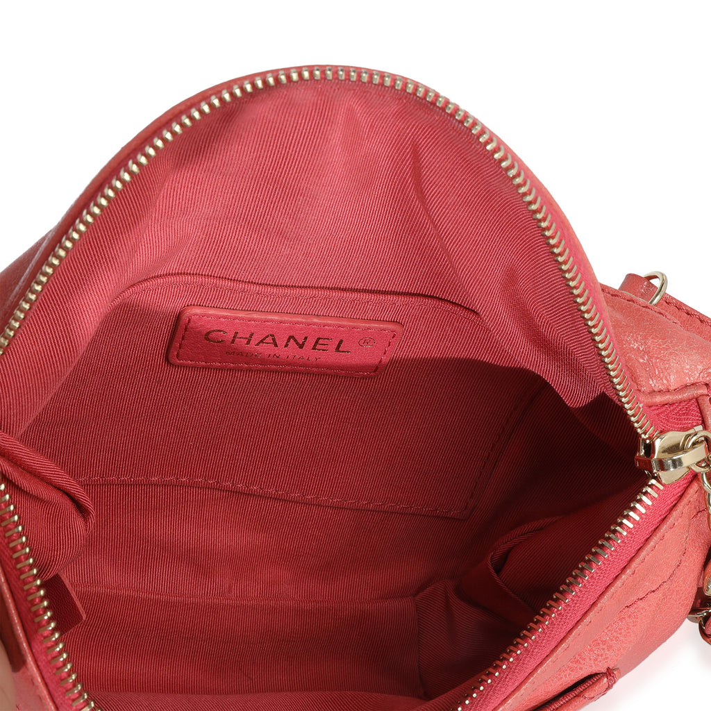Pink Shiny Crumpled Quilted Calfskin Bi Classic Waist Bag
