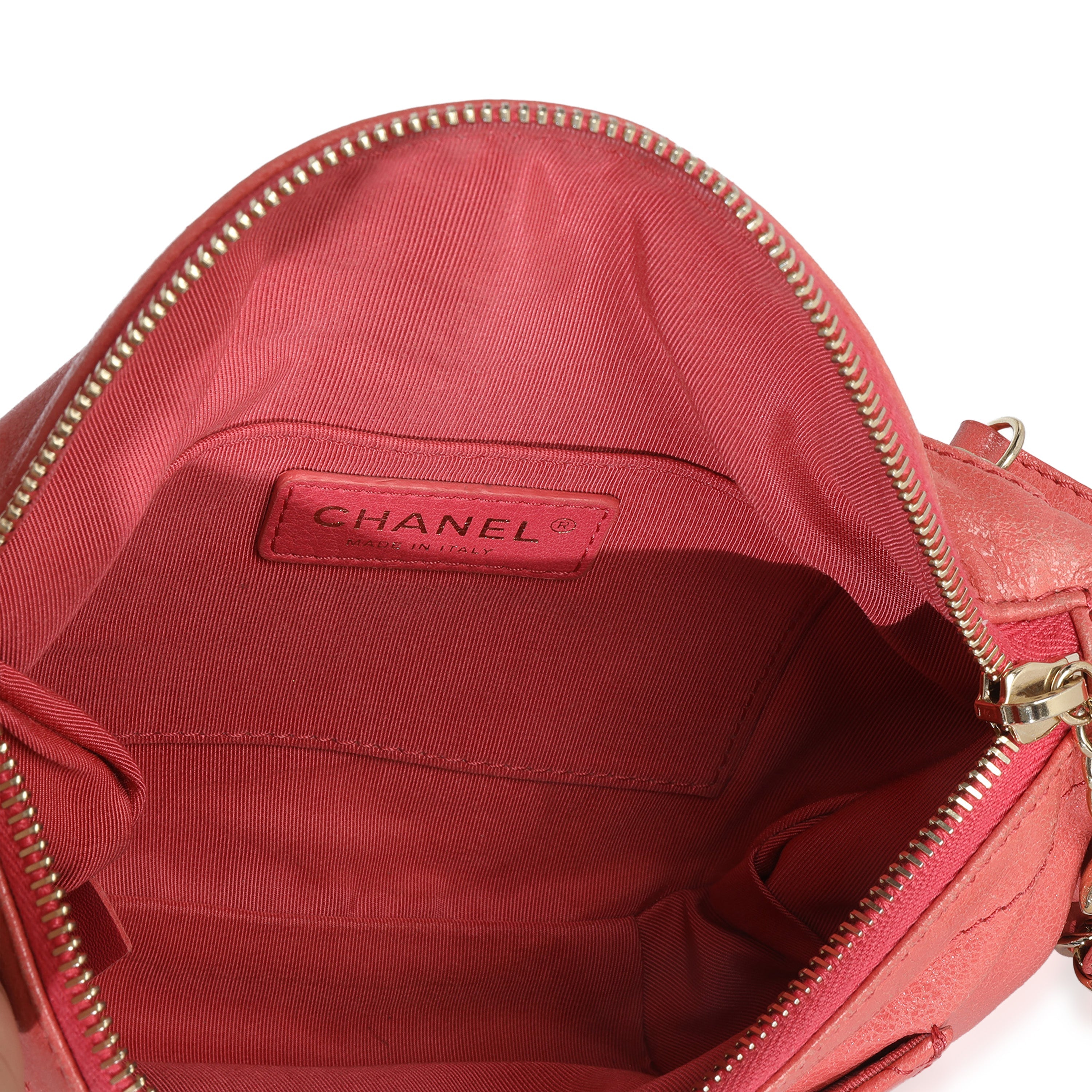 Pink Shiny Crumpled Quilted Calfskin Bi Classic Waist Bag