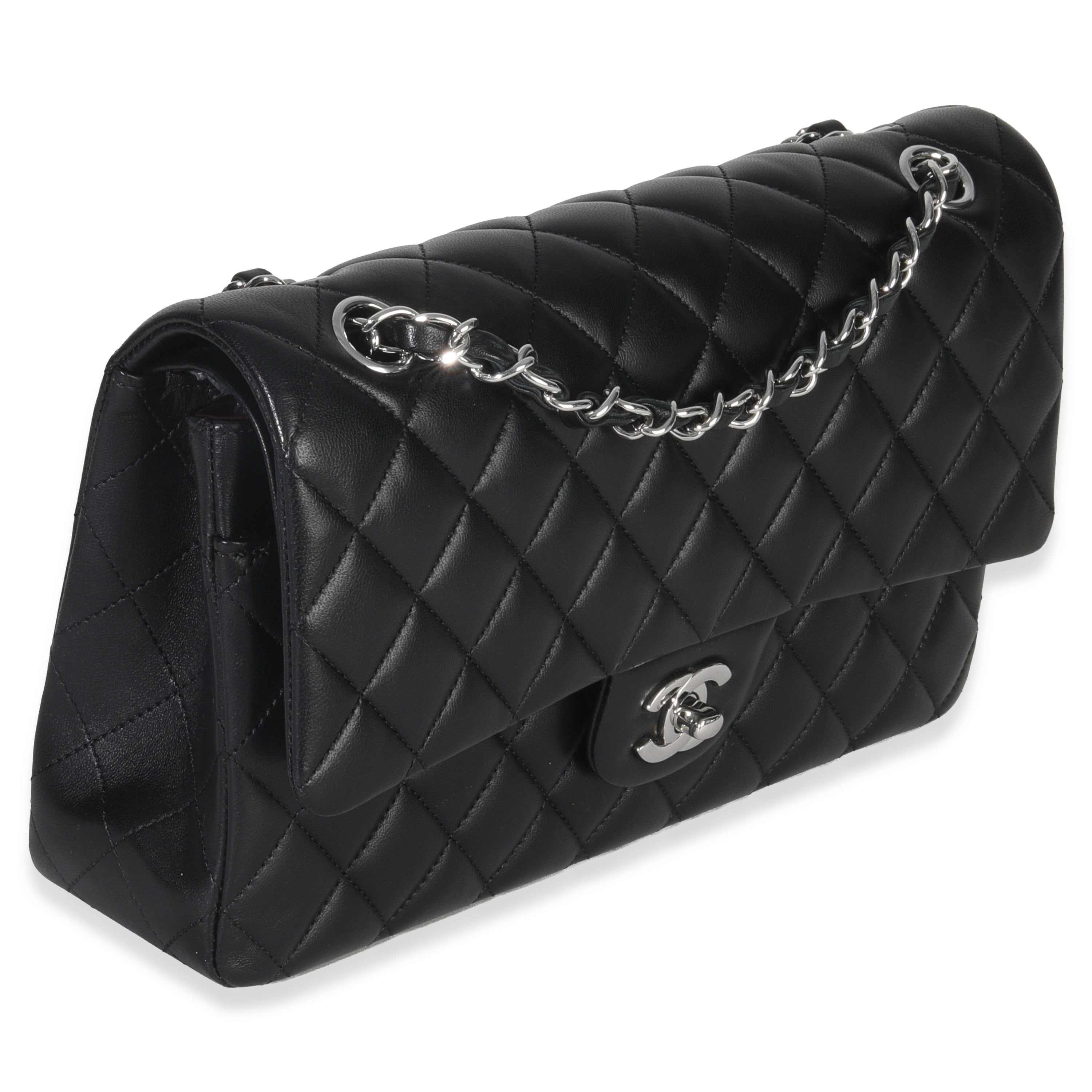 Black Quilted Lambskin Medium Classic Double Flap Bag