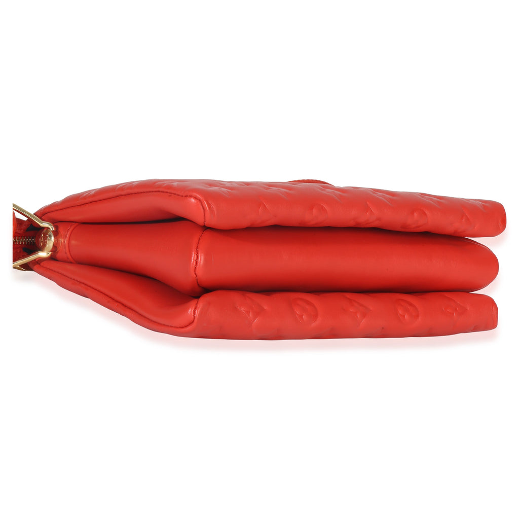 Red Monogram Embossed Lambskin Coussin PM