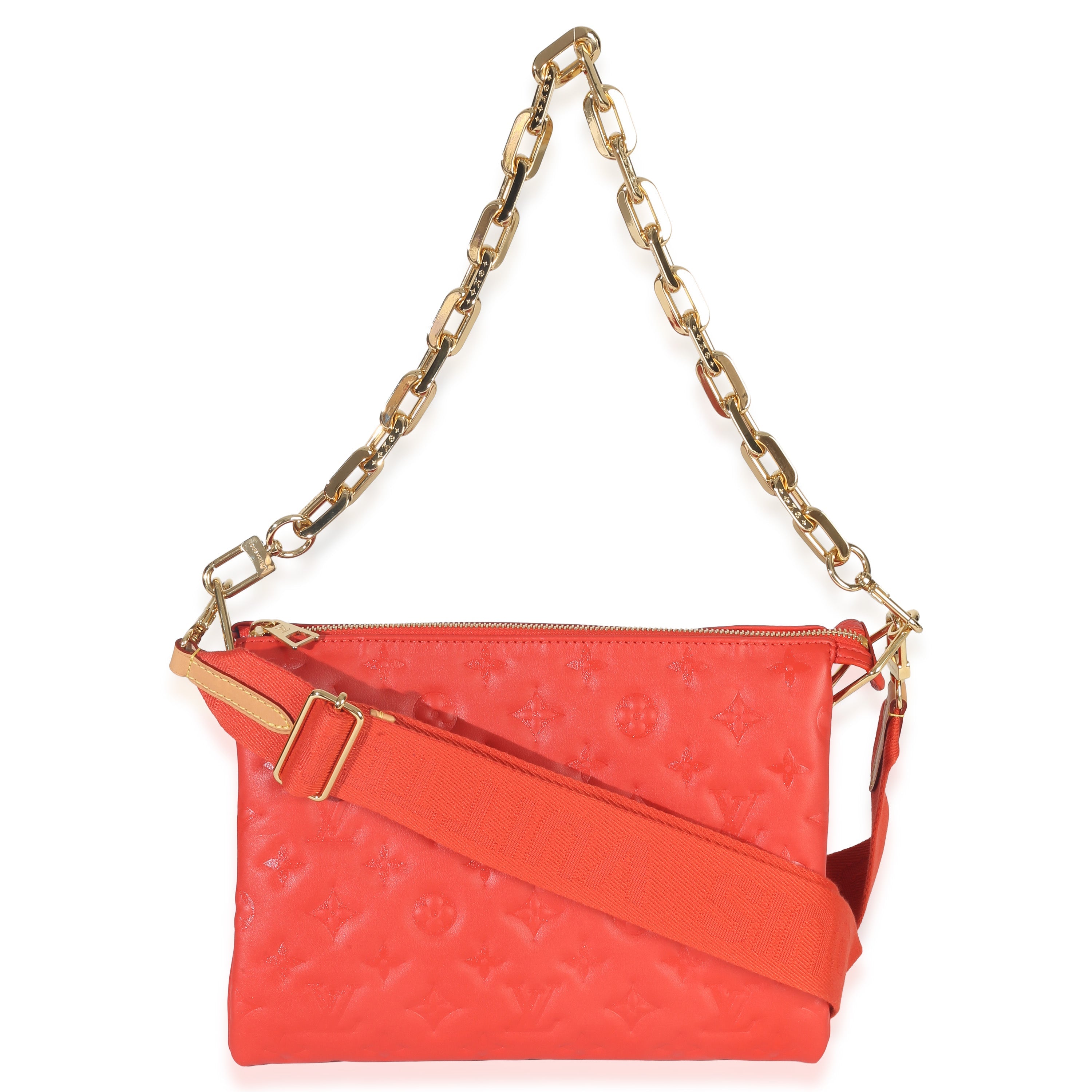 Red Monogram Embossed Lambskin Coussin PM