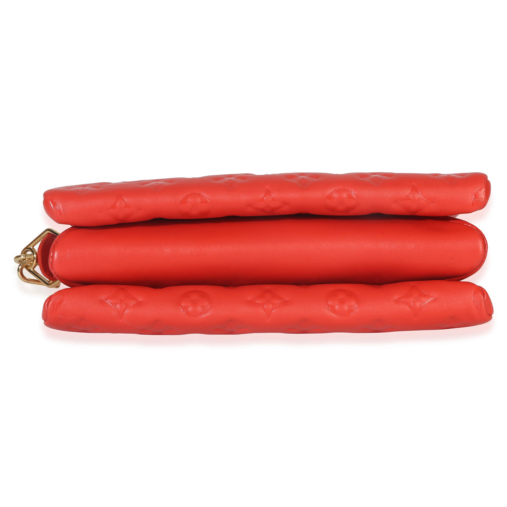 Red Monogram Embossed Lambskin Coussin PM