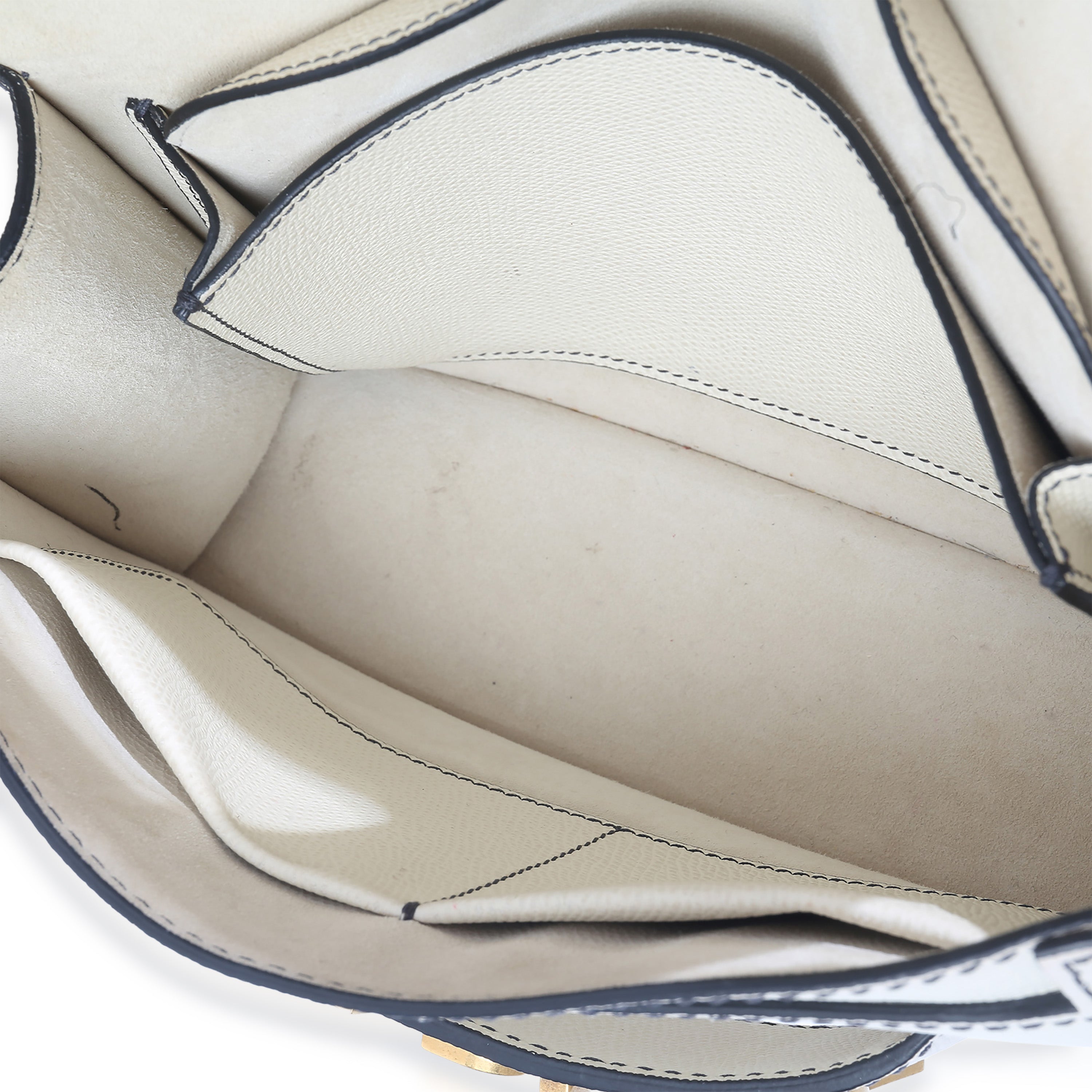 Off White Grained Calfskin JAdior Chain Flap Bag
