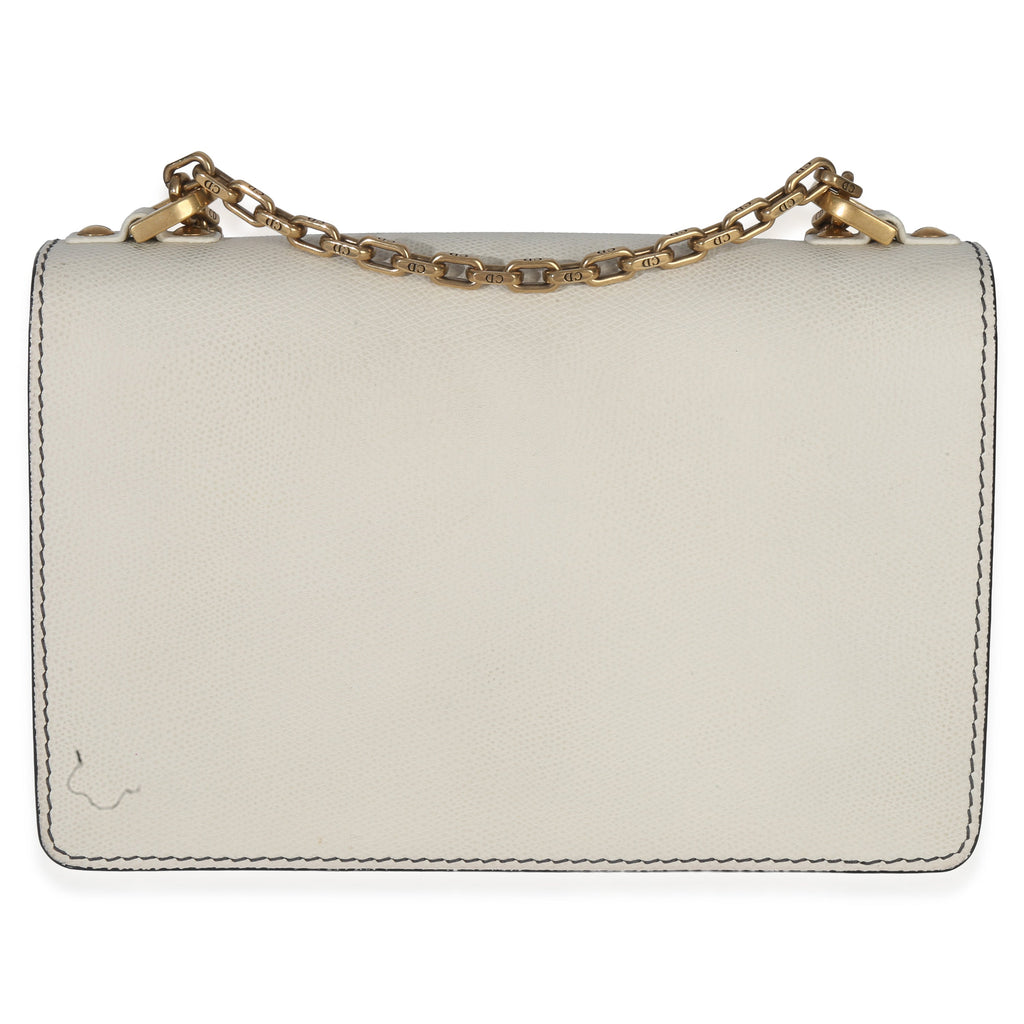 Off White Grained Calfskin JAdior Chain Flap Bag