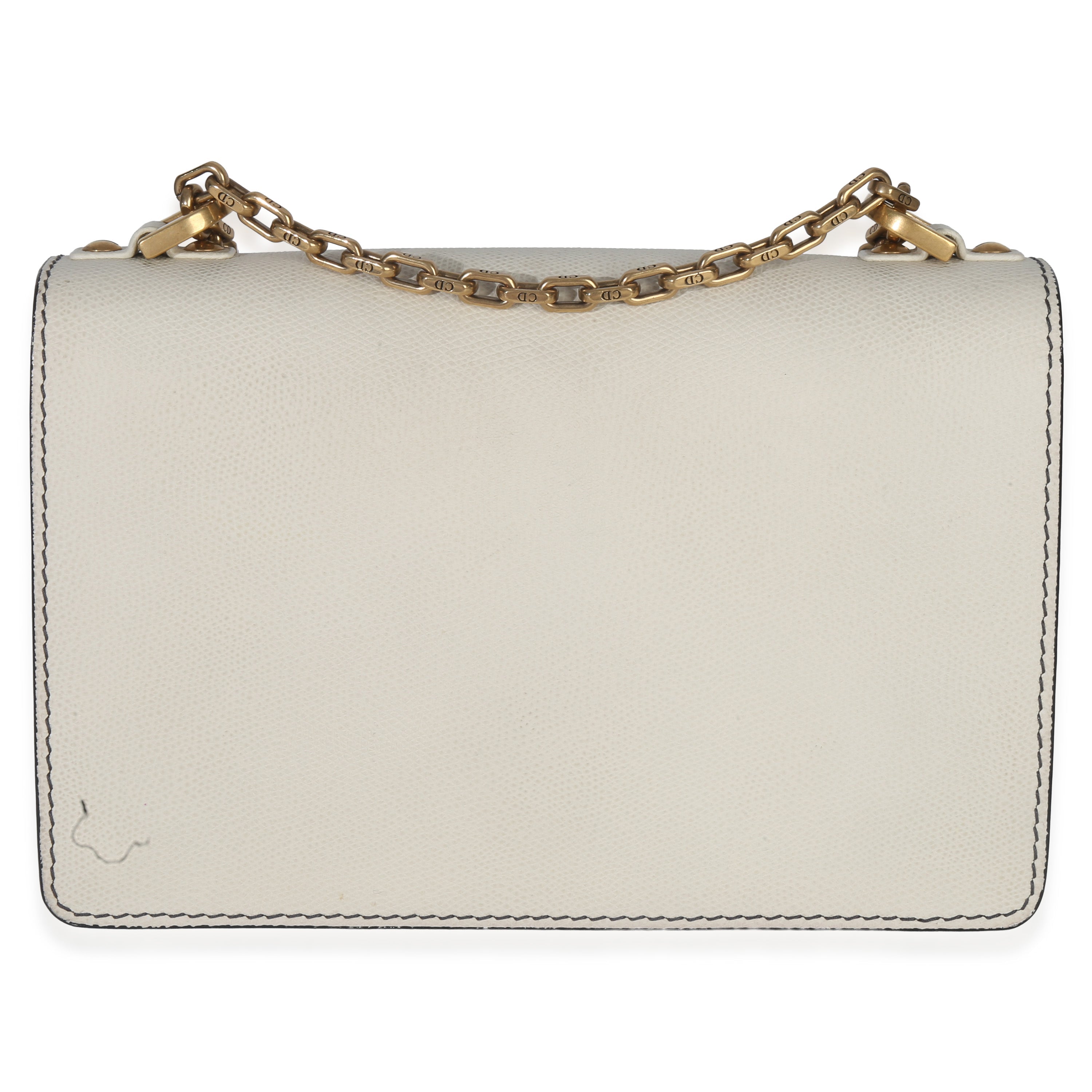 Off White Grained Calfskin JAdior Chain Flap Bag