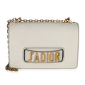 Off White Grained Calfskin JAdior Chain Flap Bag
