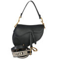Black Grained Calfskin Medium Saddle Bag
