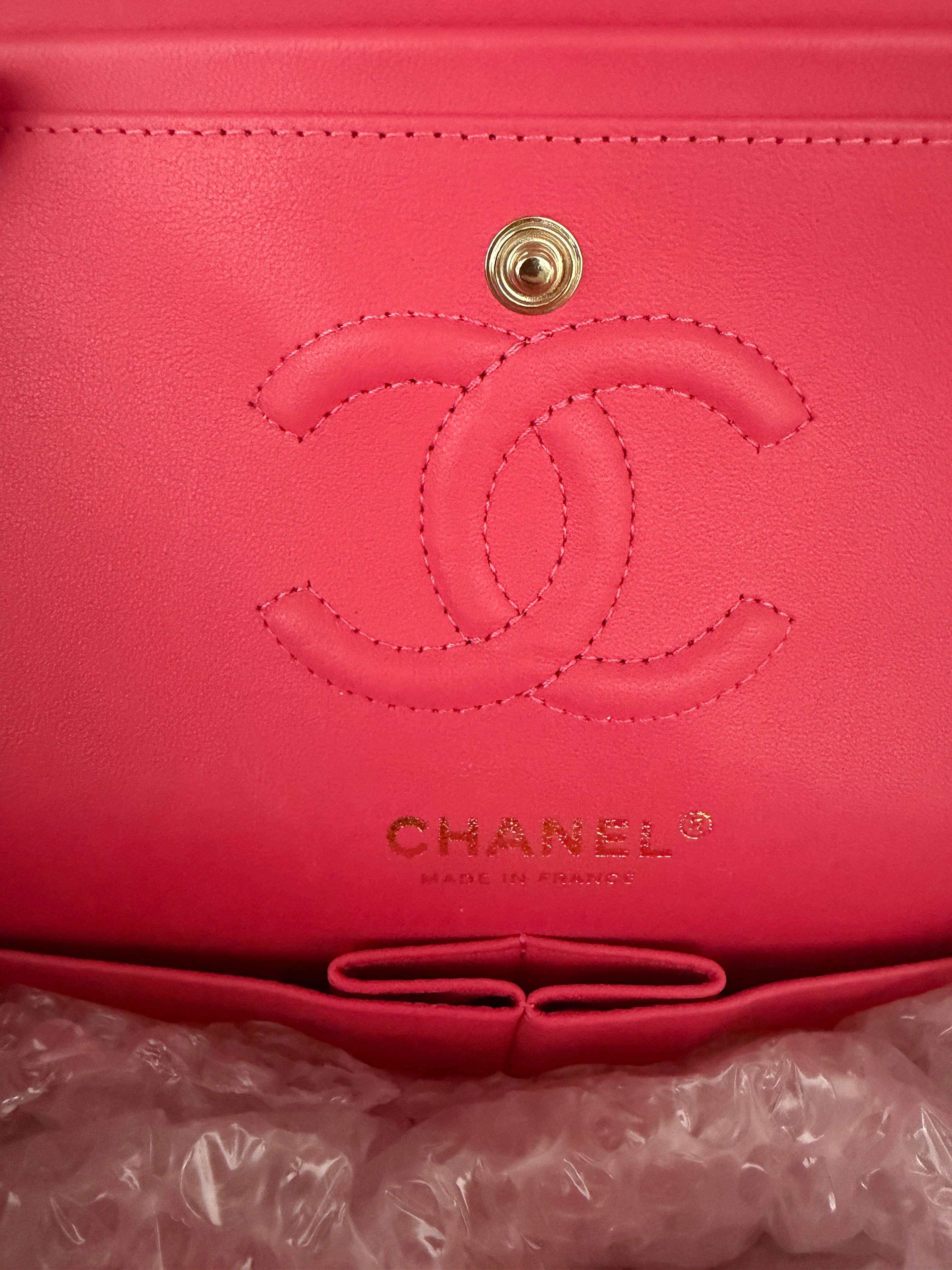 Pink Quilted Lambskin Small Classic Double Flap Bag