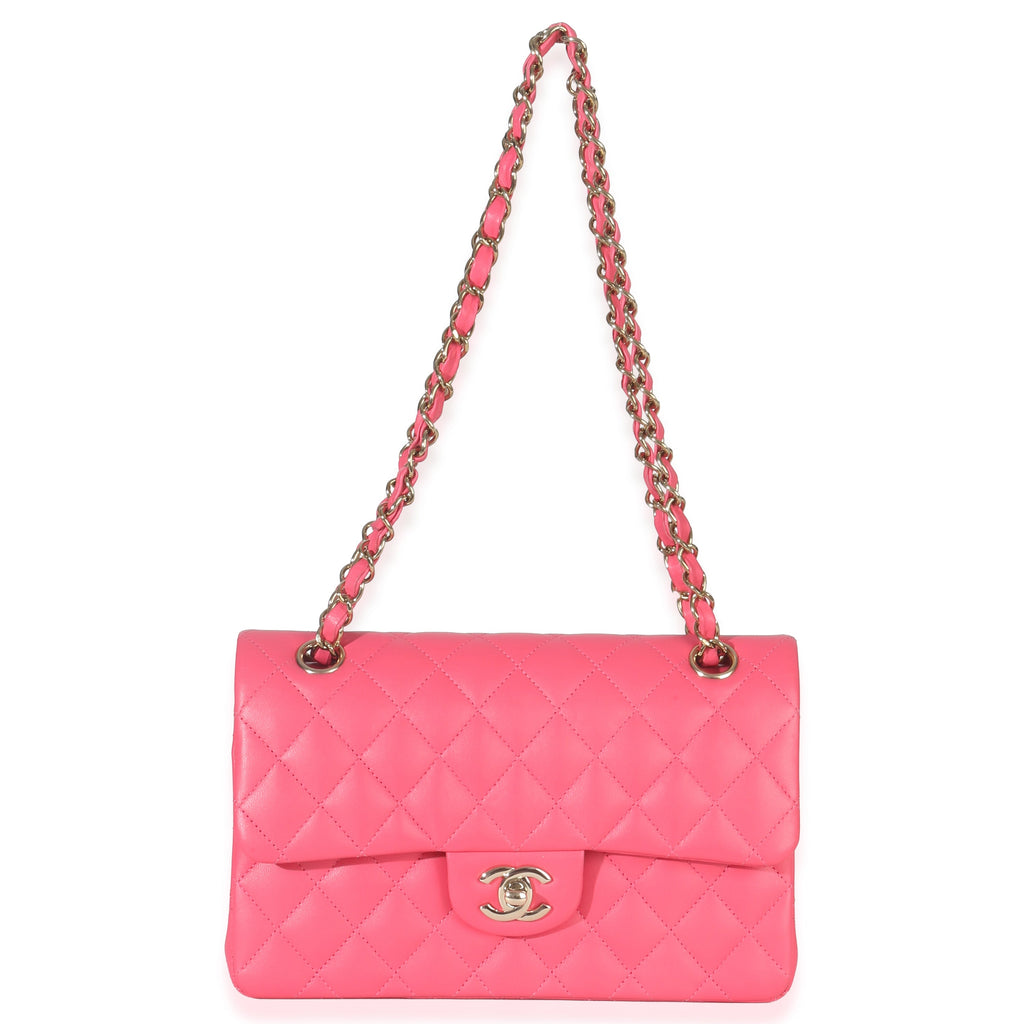 Pink Quilted Lambskin Small Classic Double Flap Bag