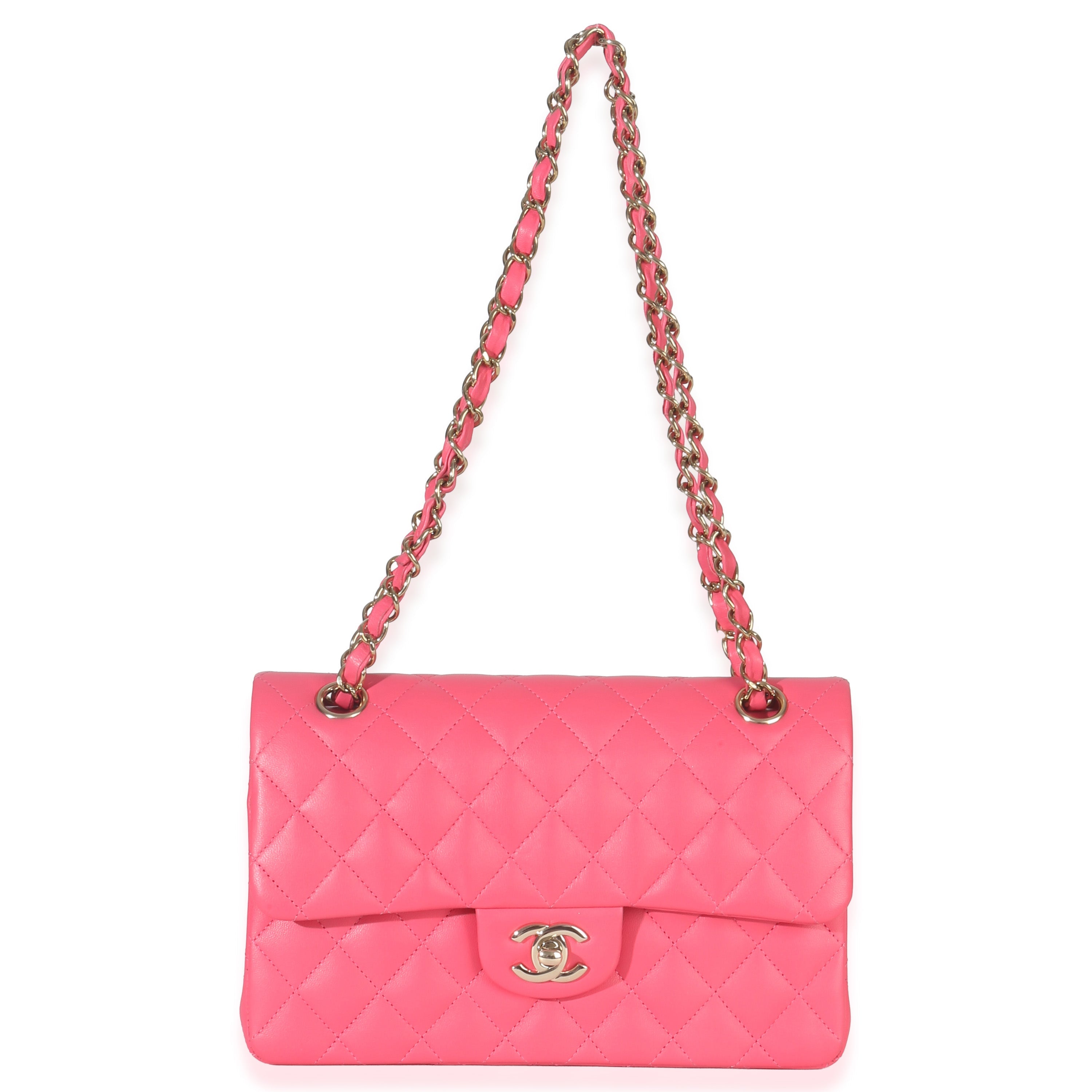 Pink Quilted Lambskin Small Classic Double Flap Bag