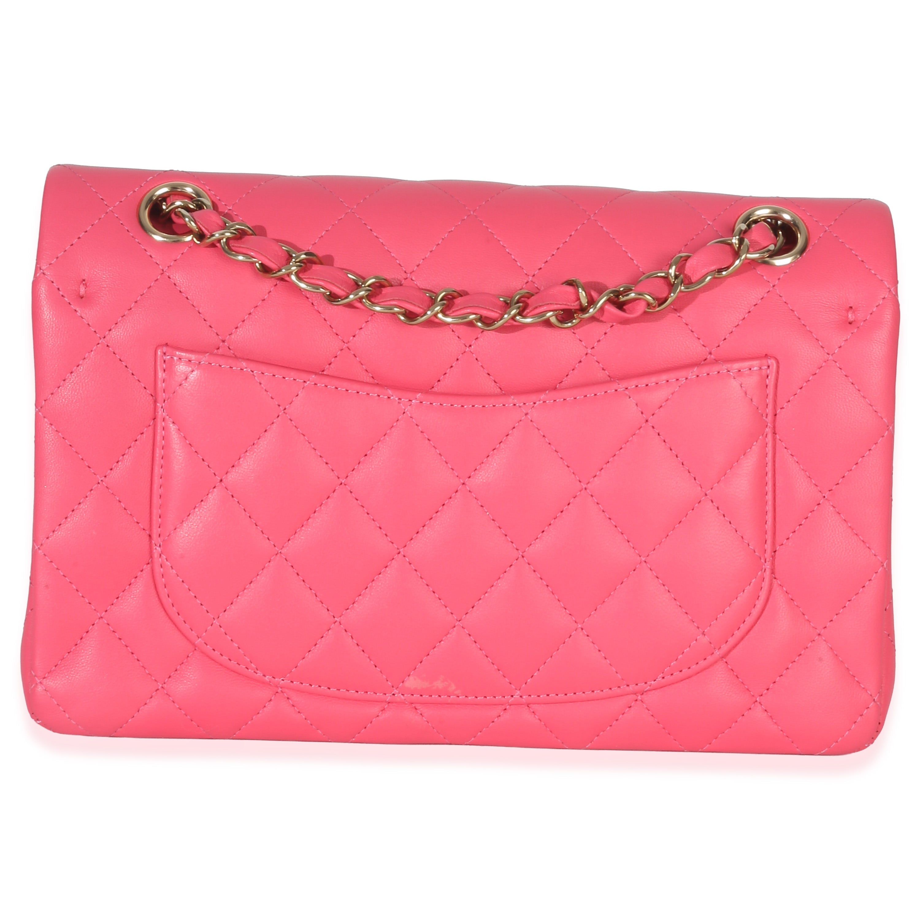 Pink Quilted Lambskin Small Classic Double Flap Bag