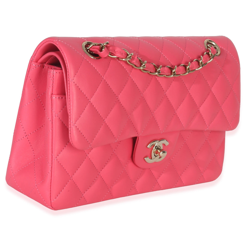 Pink Quilted Lambskin Small Classic Double Flap Bag