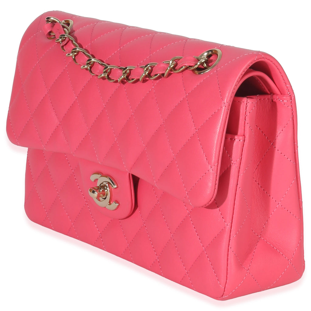 Pink Quilted Lambskin Small Classic Double Flap Bag
