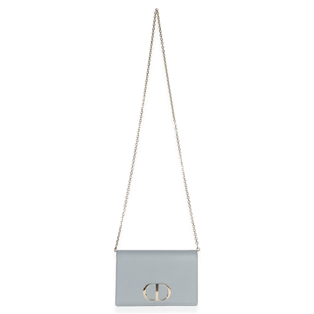 Blue Grained Calfskin 30 Montaigne 2-in-1 Pouch