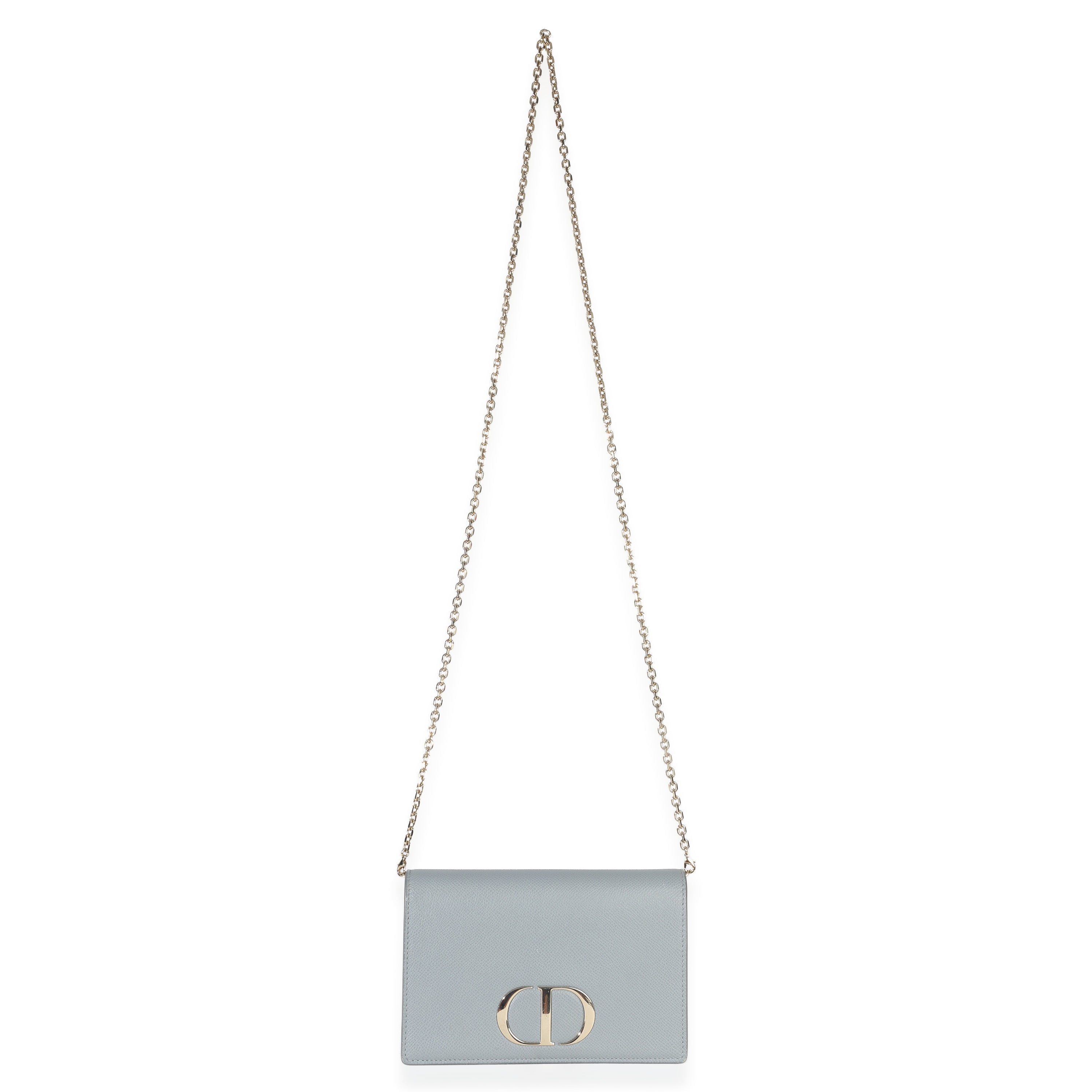 Blue Grained Calfskin 30 Montaigne 2-in-1 Pouch