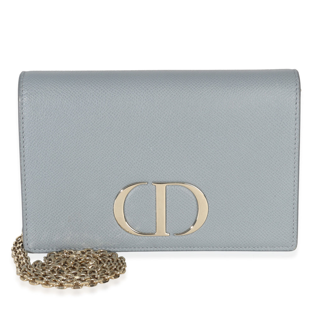 Blue Grained Calfskin 30 Montaigne 2-in-1 Pouch