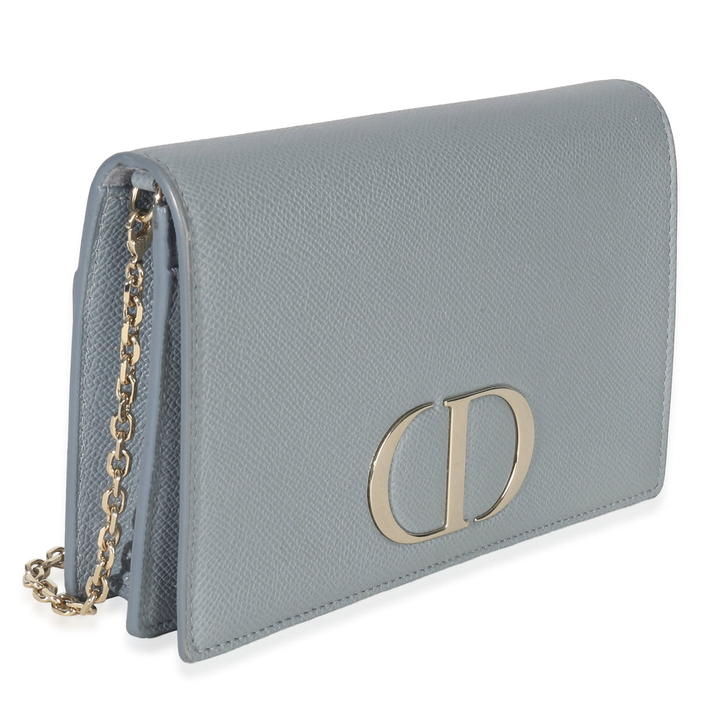 Blue Grained Calfskin 30 Montaigne 2-in-1 Pouch