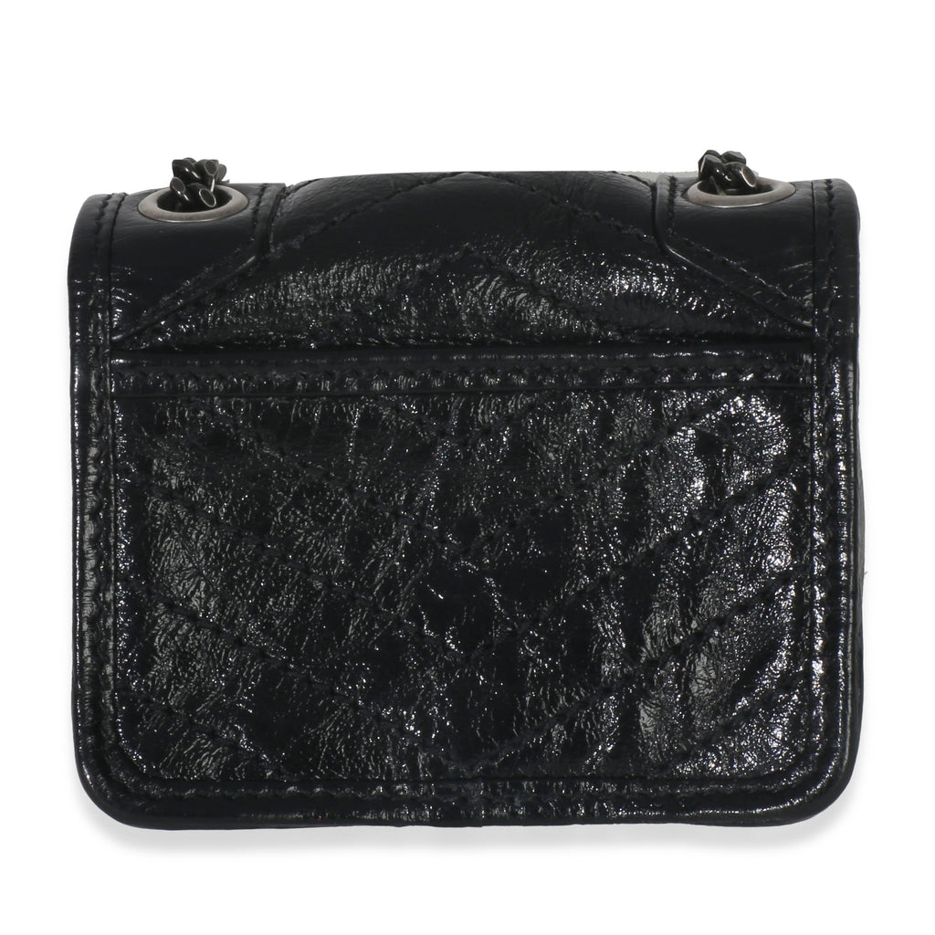 Black Crinkled Calfskin Matelasse Micro Niki Airpods Case