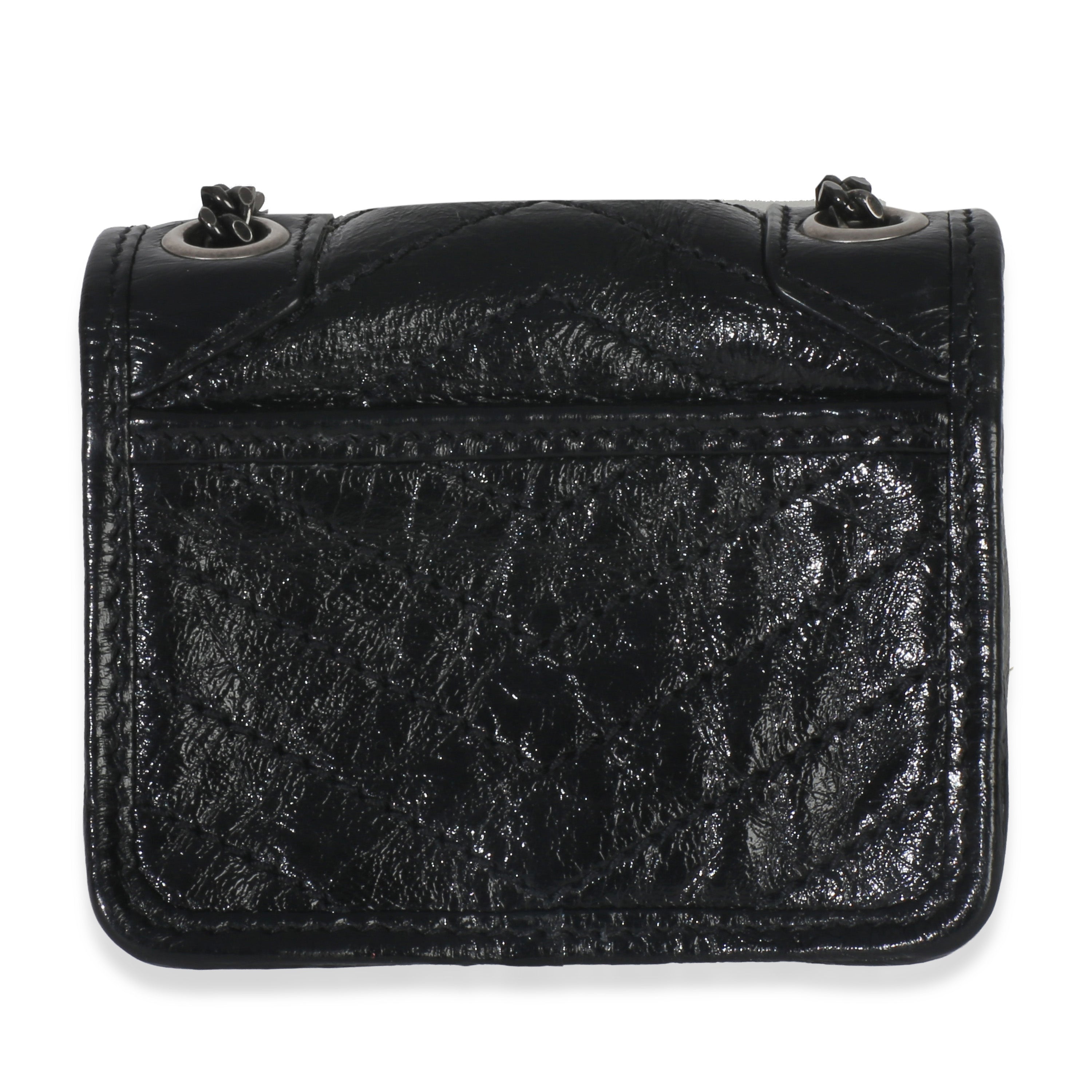 Black Crinkled Calfskin Matelasse Micro Niki Airpods Case