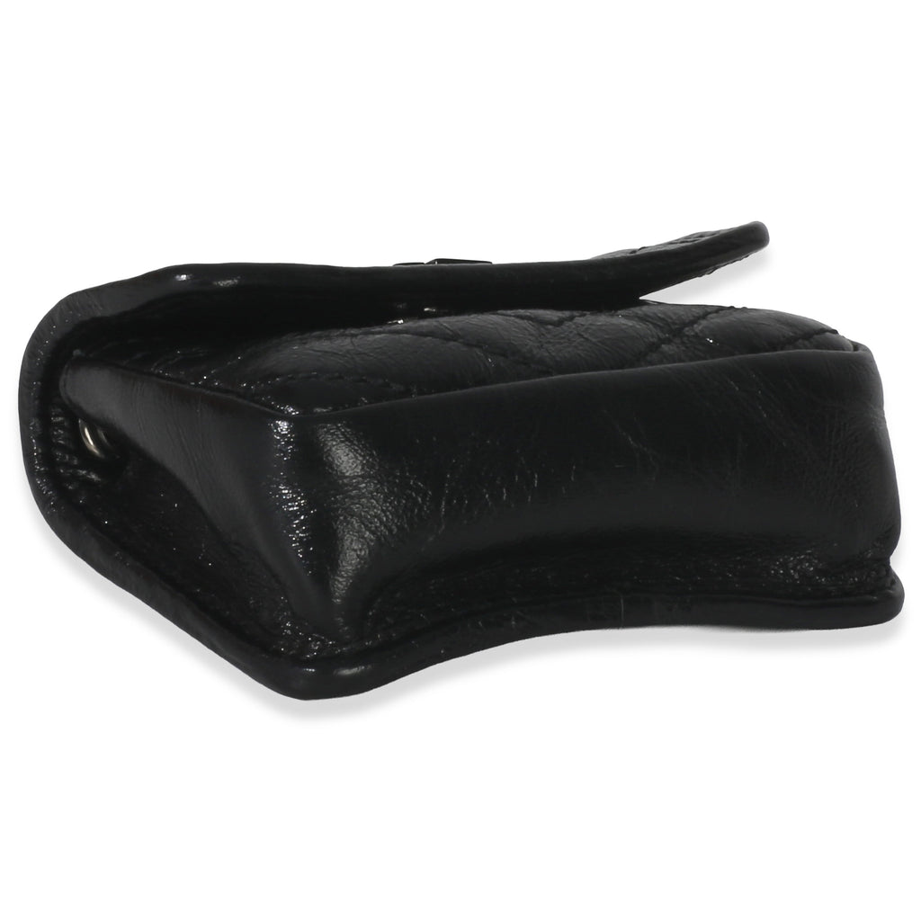 Black Crinkled Calfskin Matelasse Micro Niki Airpods Case