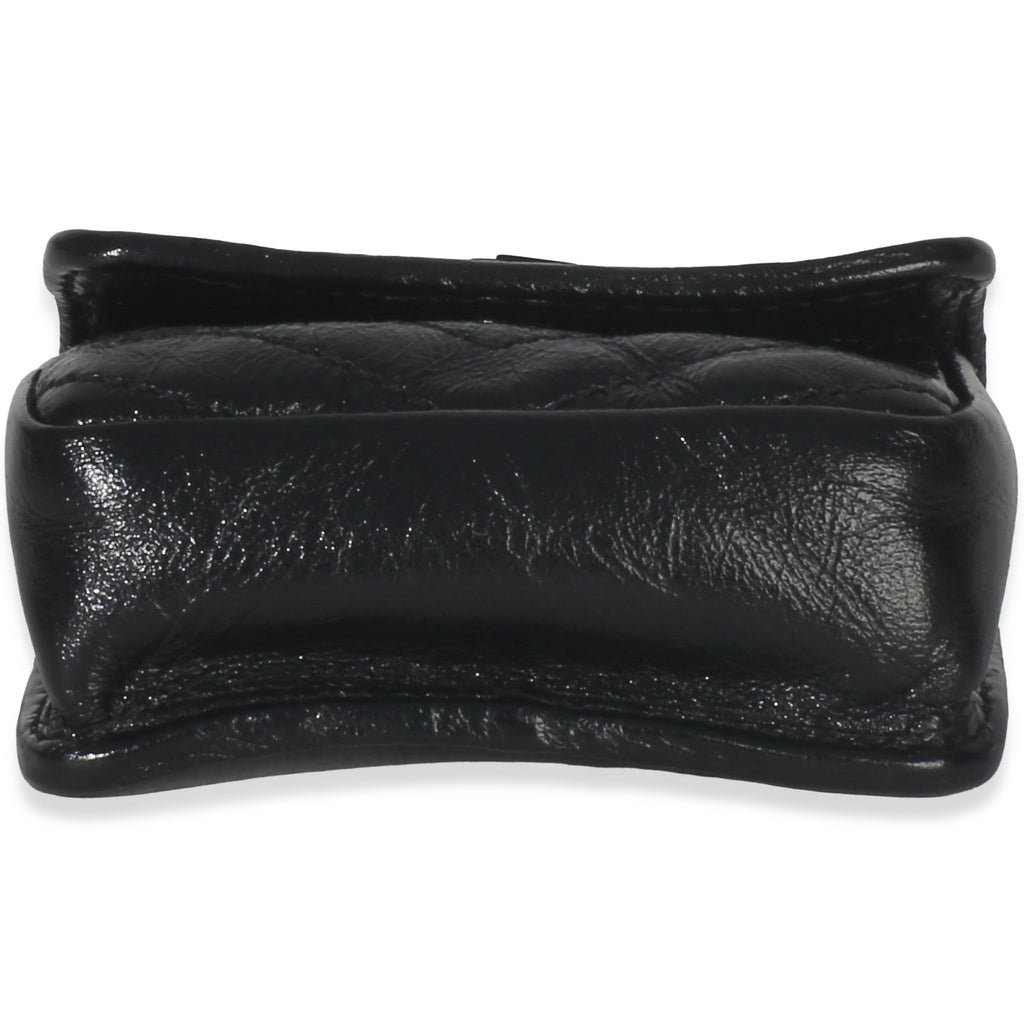 Black Crinkled Calfskin Matelasse Micro Niki Airpods Case
