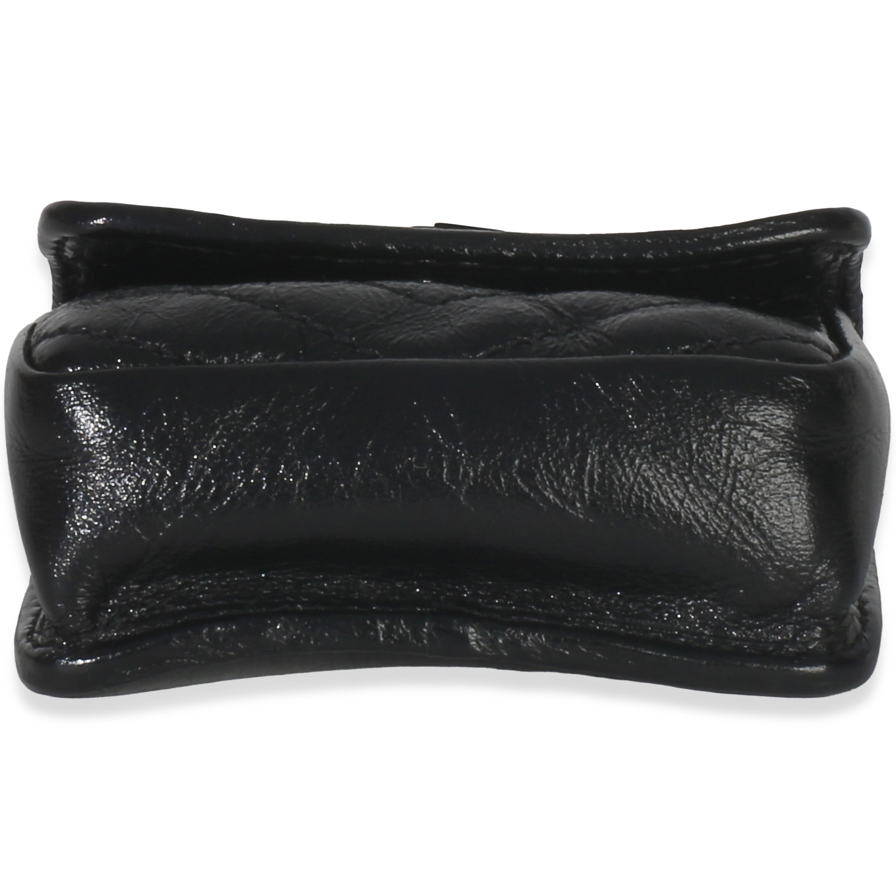 Black Crinkled Calfskin Matelasse Micro Niki Airpods Case