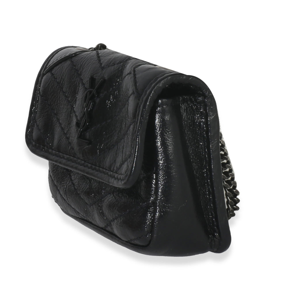 Black Crinkled Calfskin Matelasse Micro Niki Airpods Case