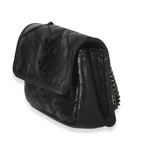 Black Crinkled Calfskin Matelasse Micro Niki Airpods Case