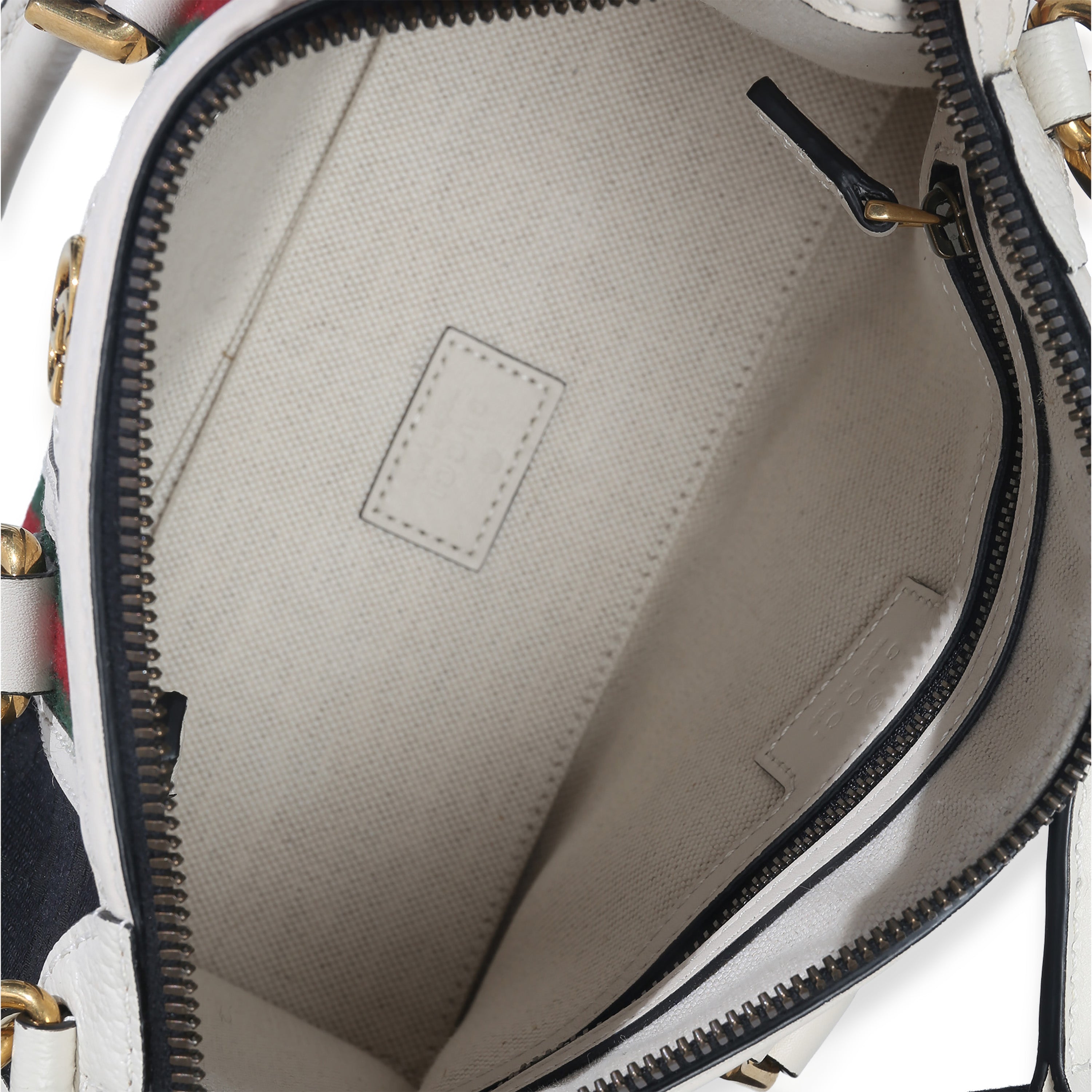 Black White Canvas Mini Double G Top Handle Bag
