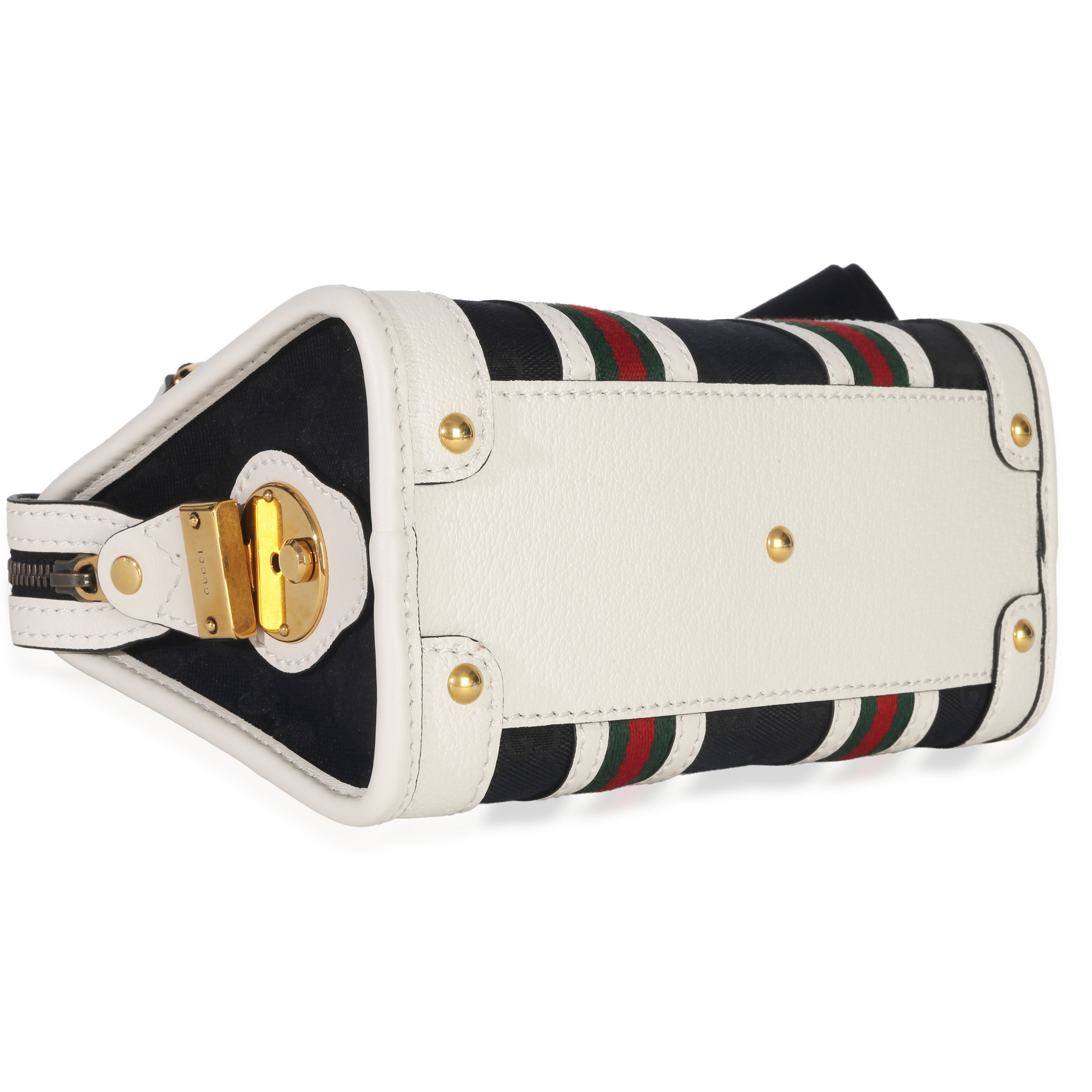 Black White Canvas Mini Double G Top Handle Bag