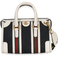 Black White Canvas Mini Double G Top Handle Bag