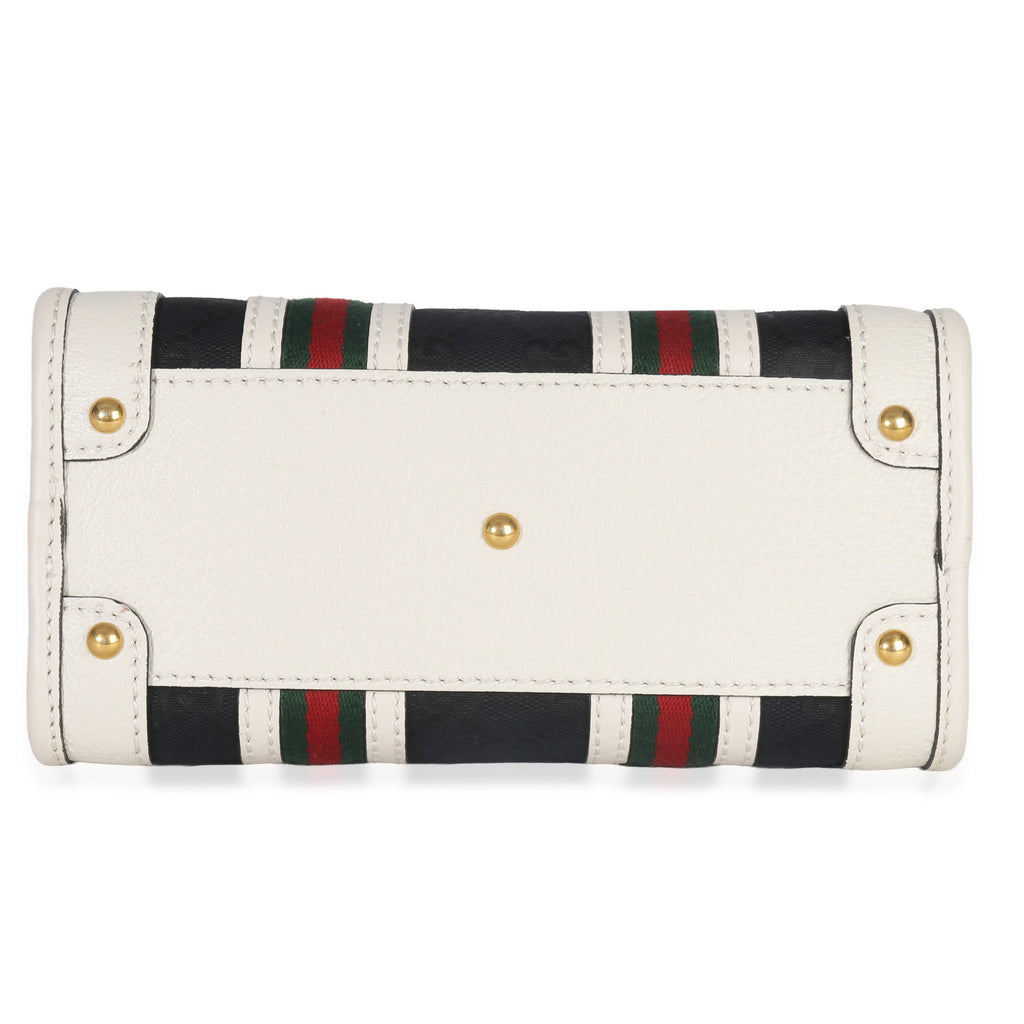 Black White Canvas Mini Double G Top Handle Bag